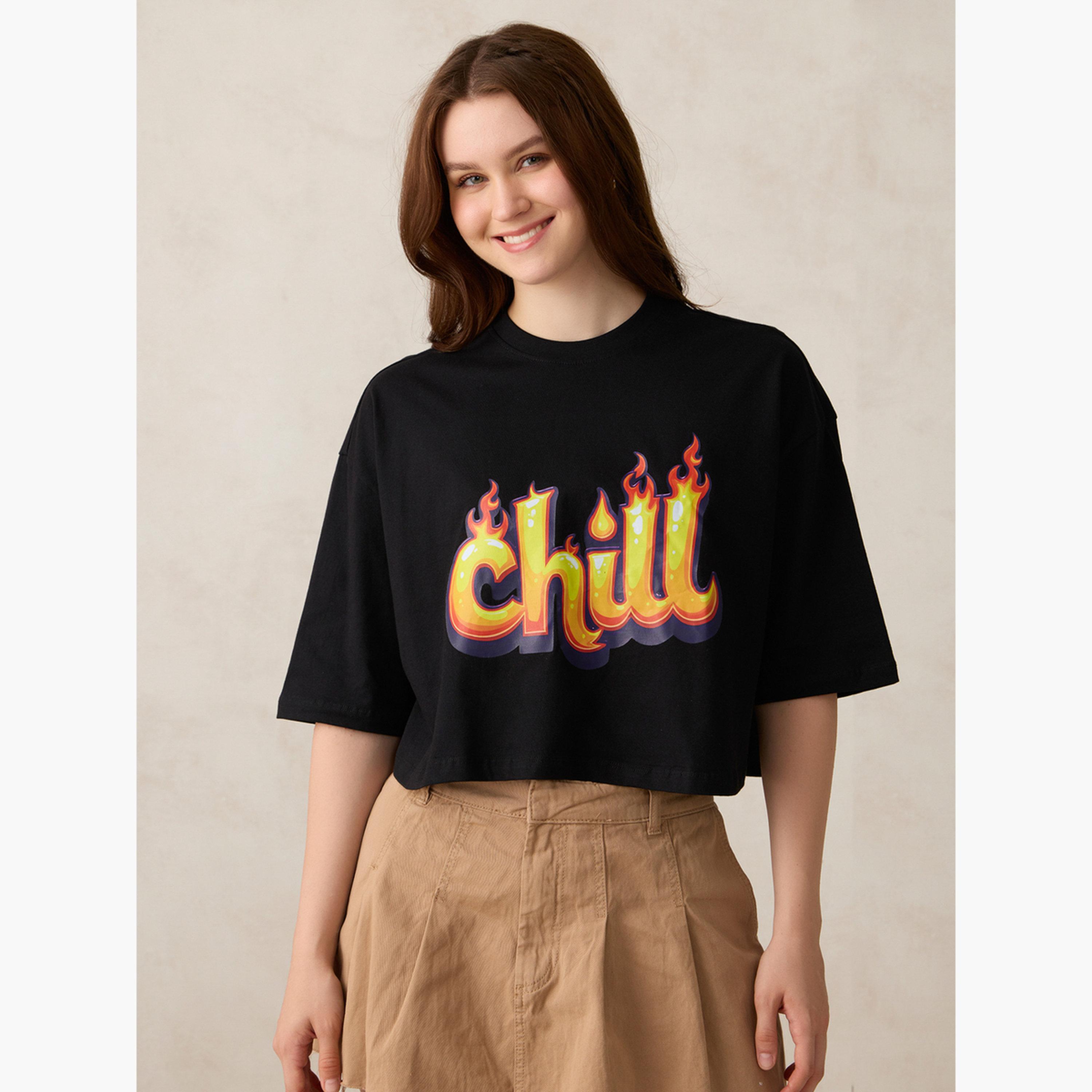 أوتزيدر × ستايلي - تي شيرت قصير أسود برسومات غرافيكية-women-clothing-tshirts-image-4