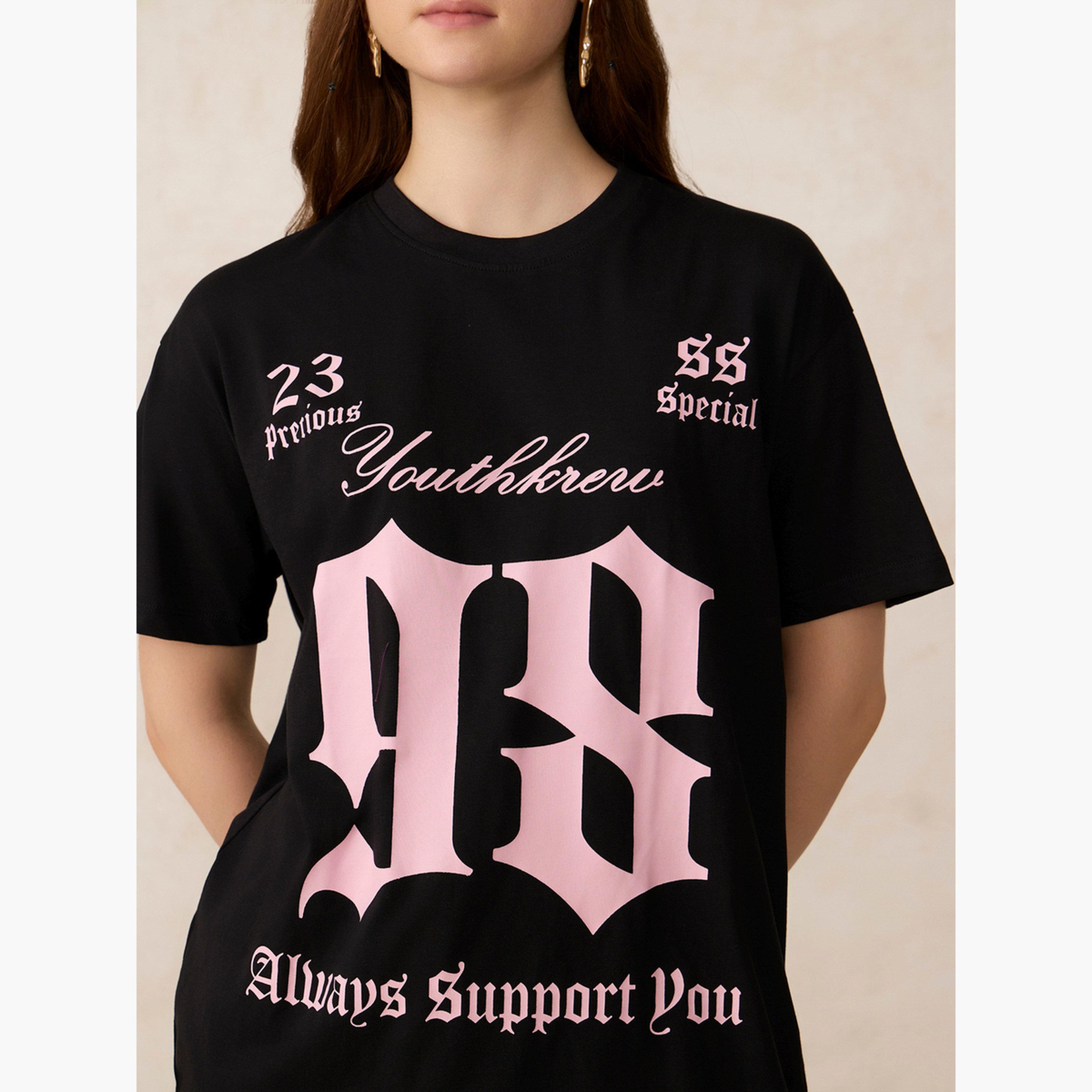 Outzidr X Styli Black Graphic Oversized T-Shirt-women-clothing-tshirts-image-3