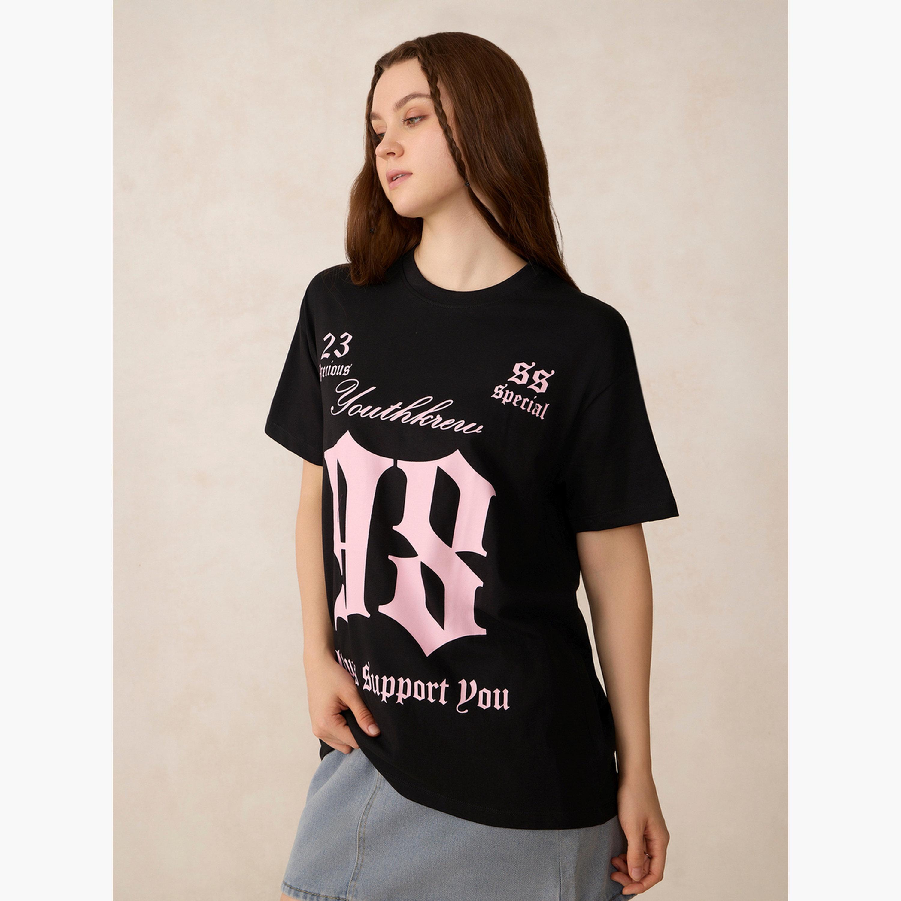 Outzidr X Styli Black Graphic Oversized T-Shirt-women-clothing-tshirts-image-5