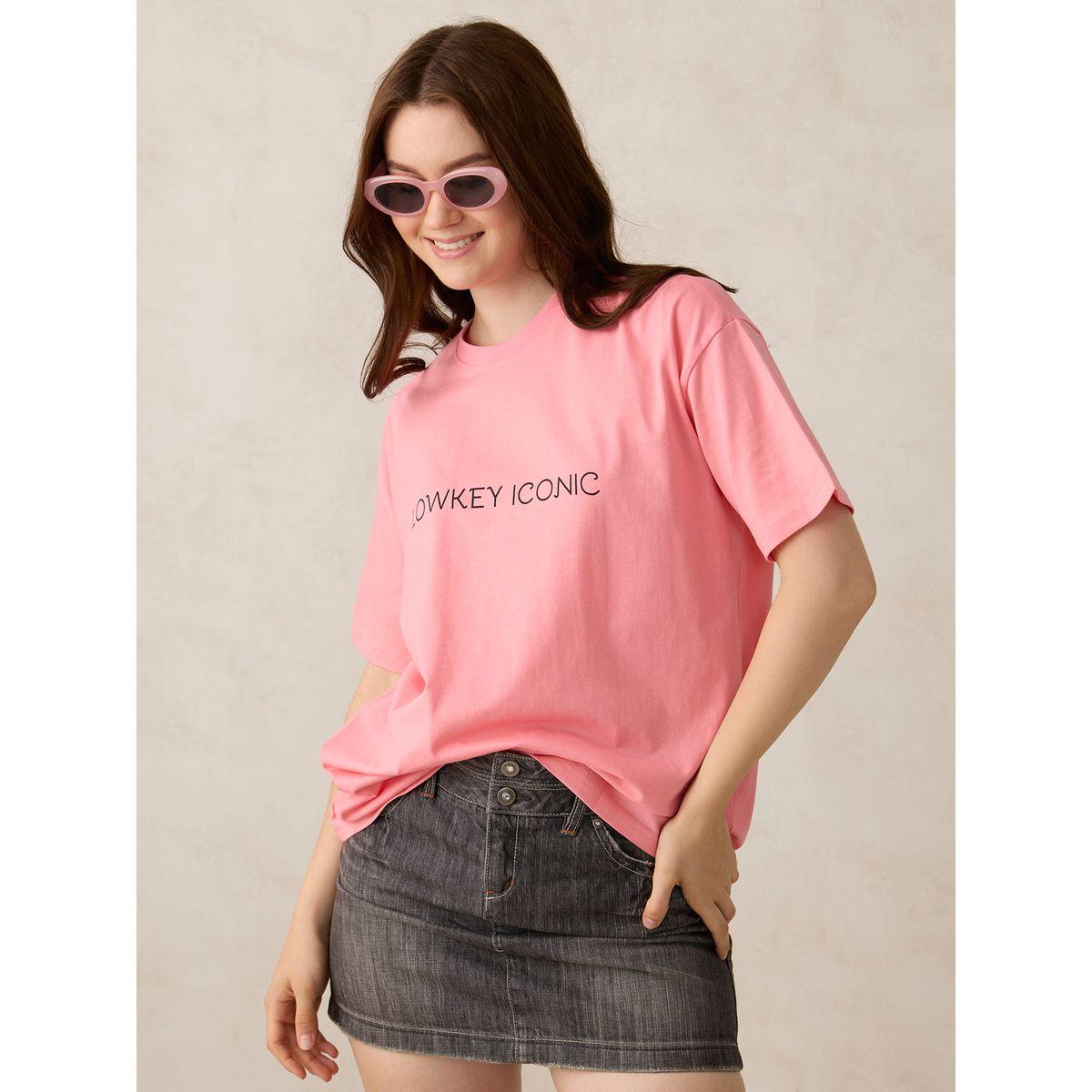Outzidr X Styli Pink Slogan Oversized T-Shirt-women-clothing-tshirts-image-1