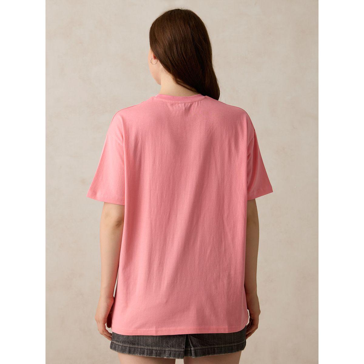 Outzidr X Styli Pink Slogan Oversized T-Shirt-women-clothing-tshirts-image-4