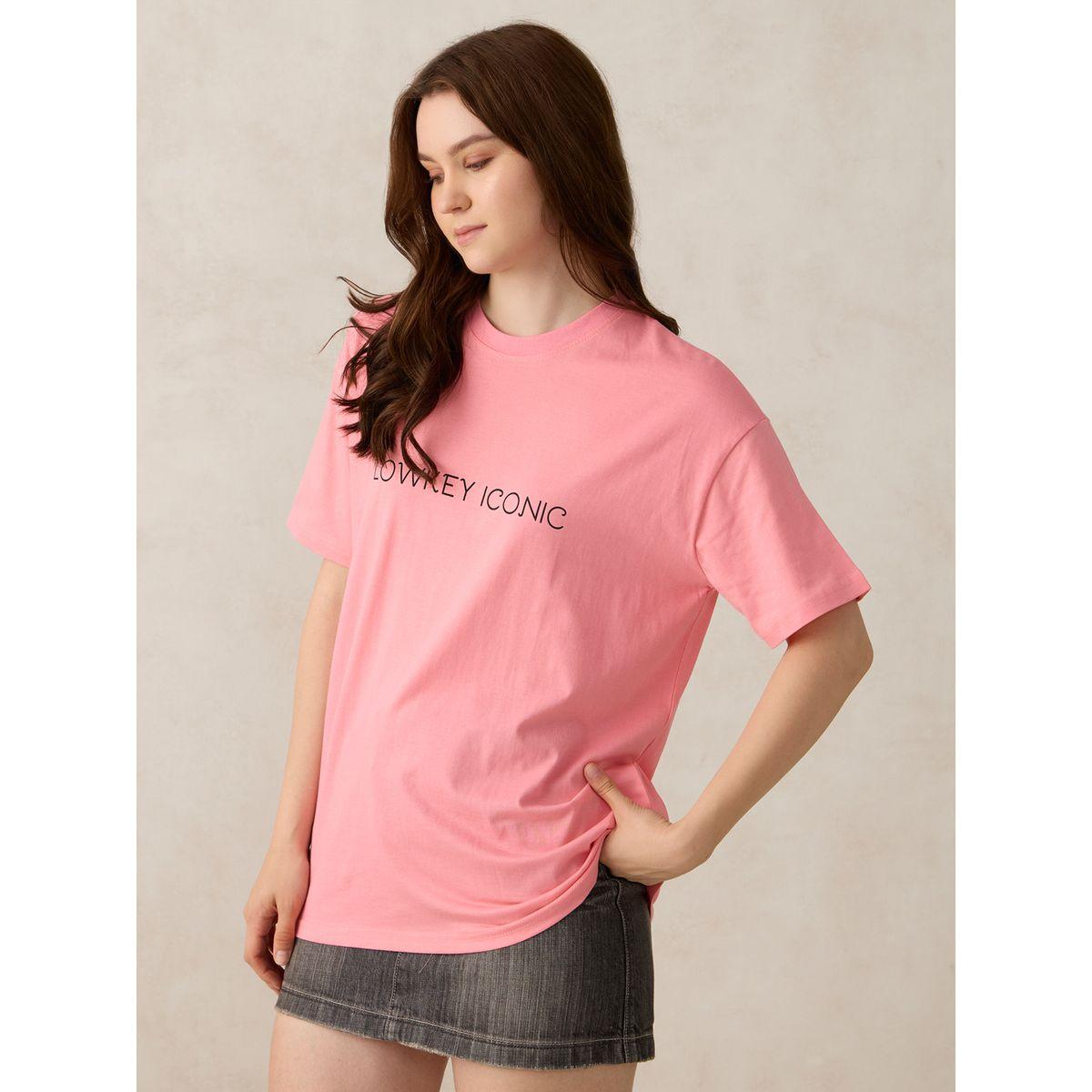 Outzidr X Styli Pink Slogan Oversized T-Shirt-women-clothing-tshirts-image-5