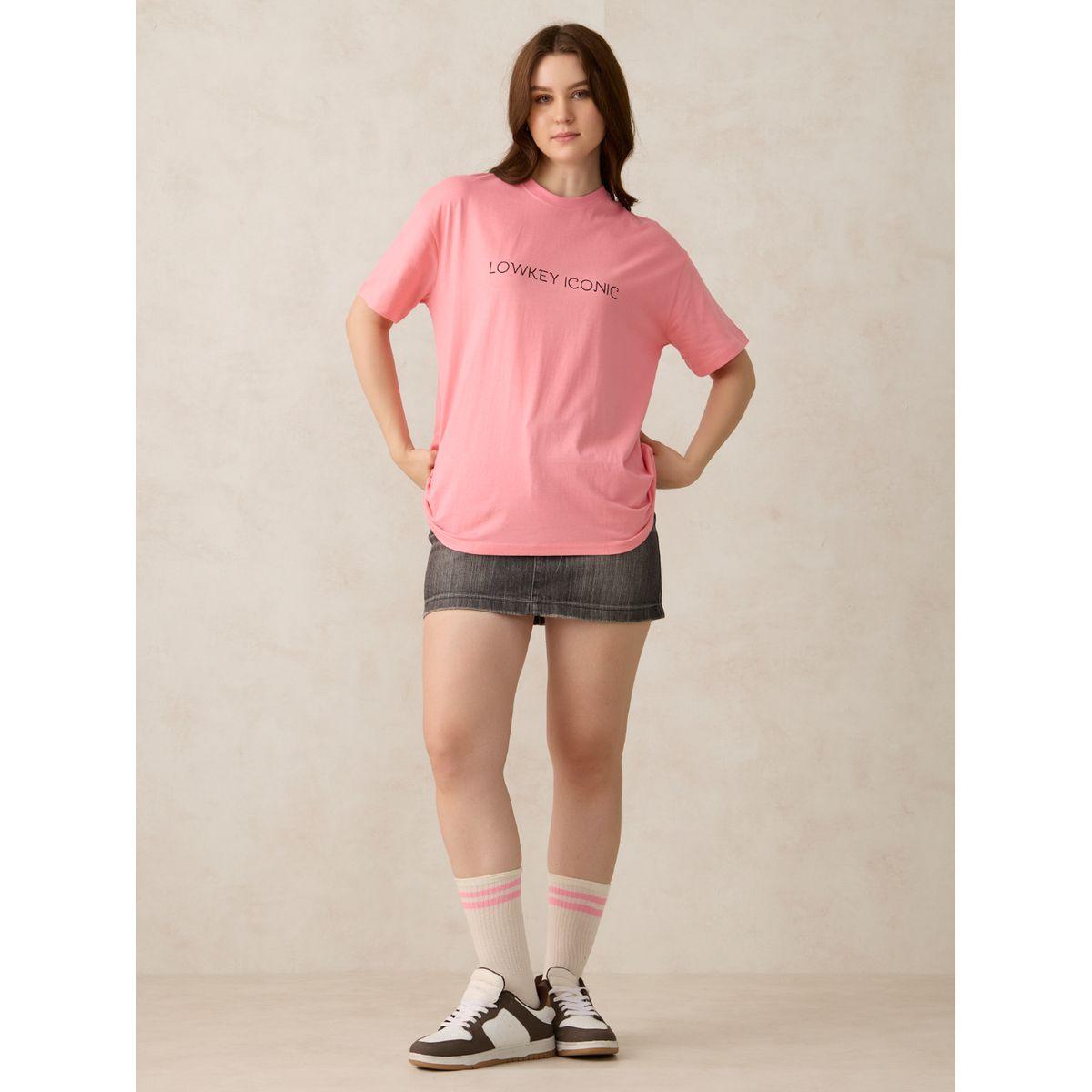 Outzidr X Styli Pink Slogan Oversized T-Shirt-women-clothing-tshirts-image-6