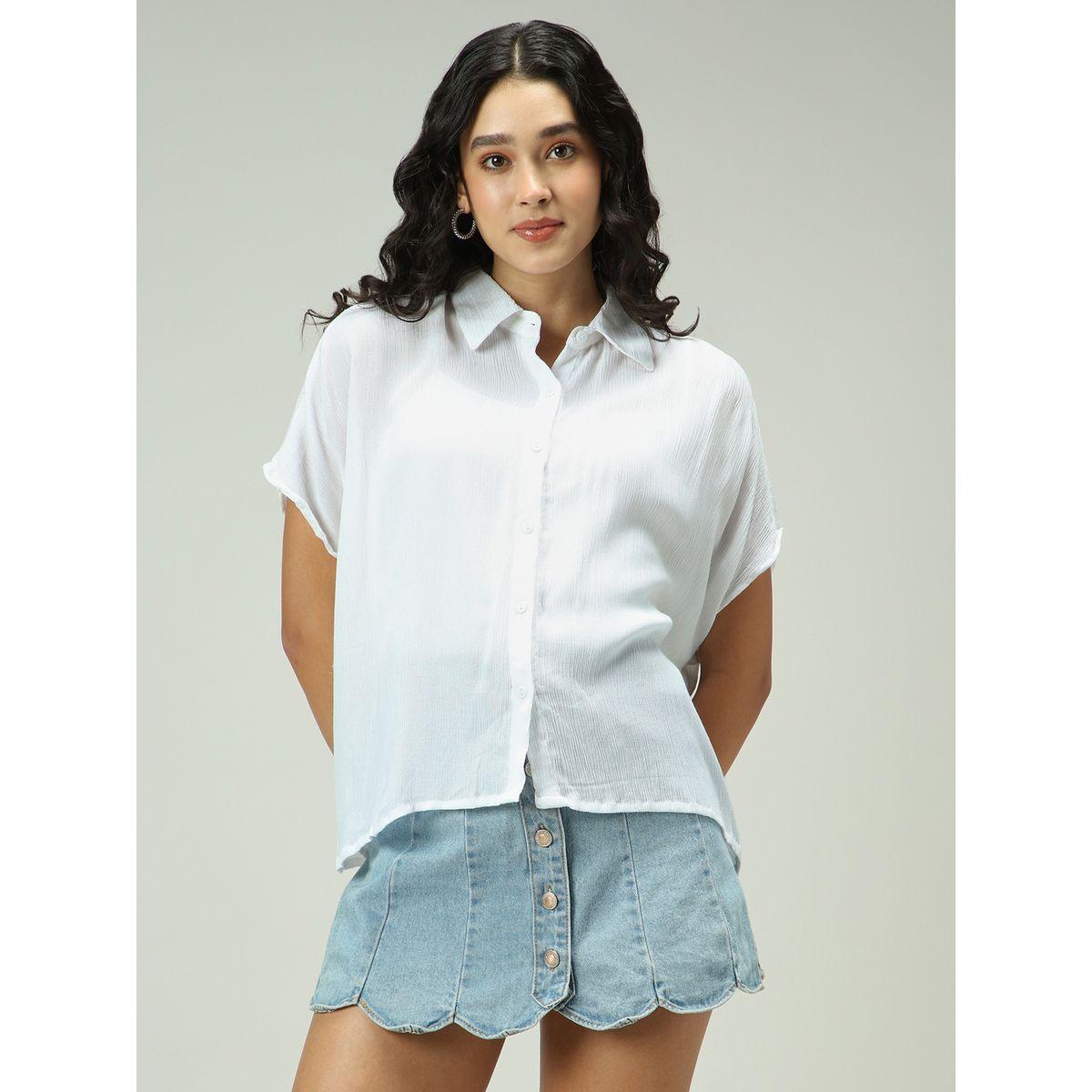 أوتزيدر × ستايلي - قميص أبيض سادة فضفاض-women-clothing-shirtsandblouses-shirts-image-1