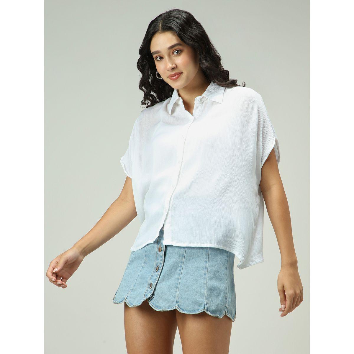 أوتزيدر × ستايلي - قميص أبيض سادة فضفاض-women-clothing-shirtsandblouses-shirts-image-2
