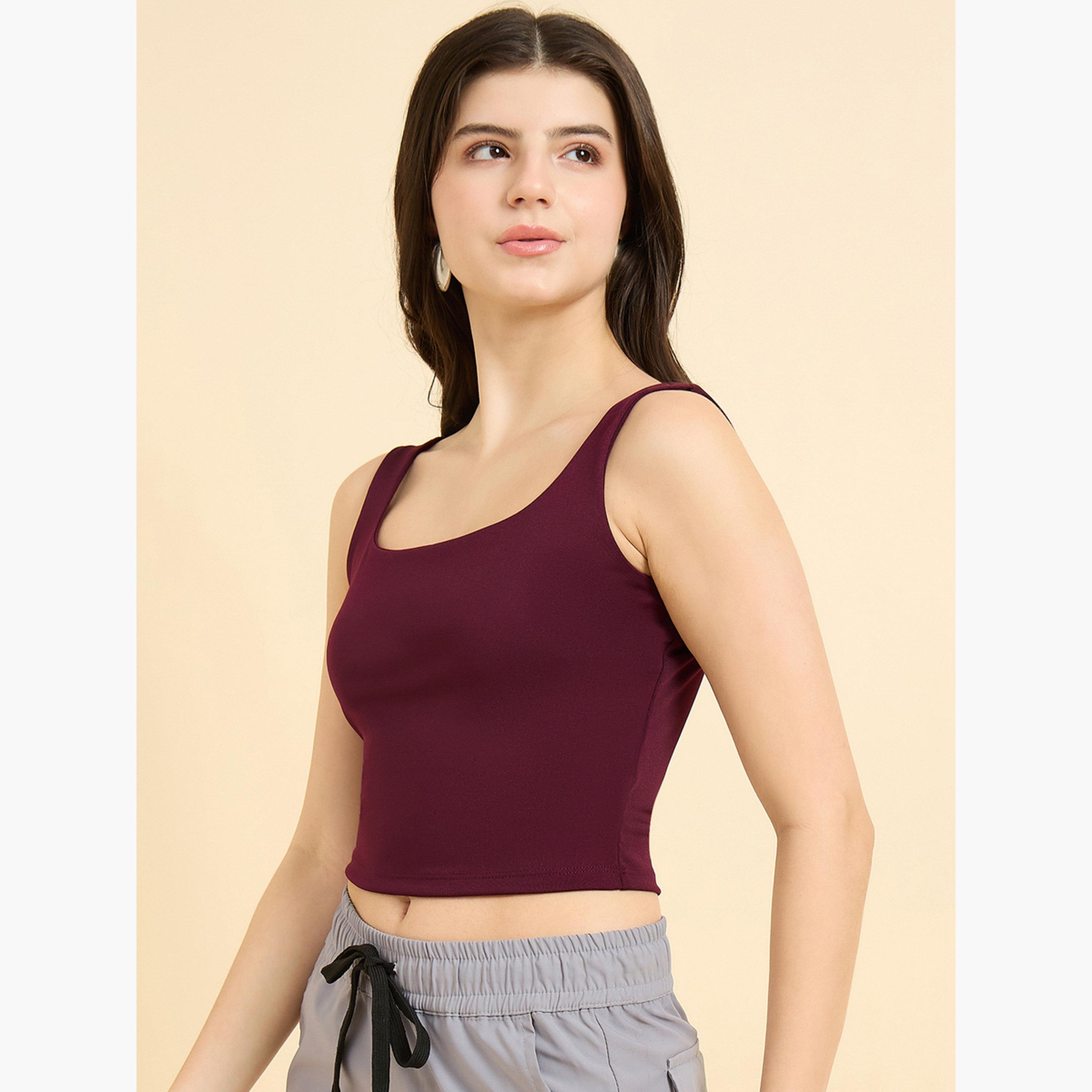 Outzidr X Styli Maroon Square Neck Tank Top-women-clothing-tshirts-image-3