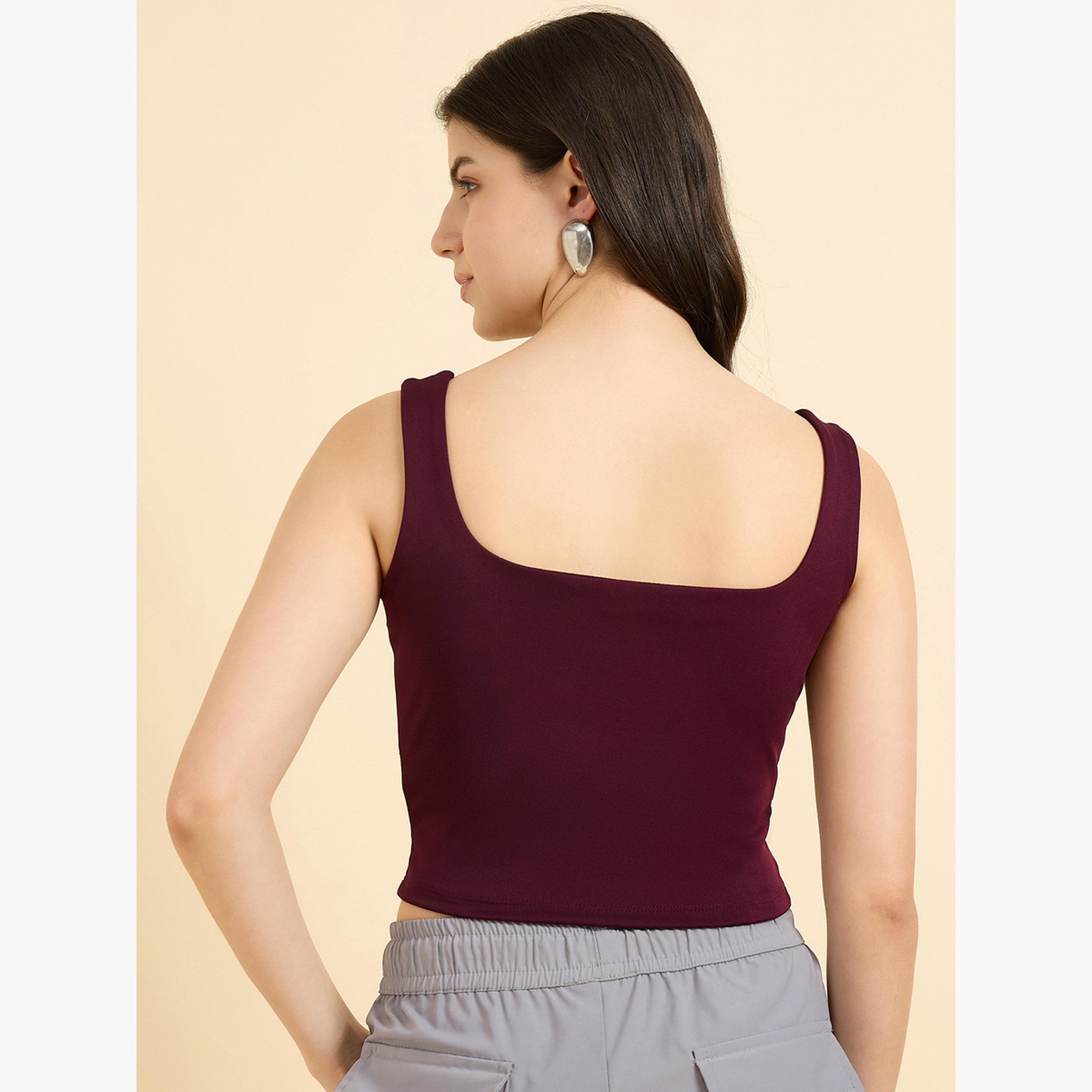 Outzidr X Styli Maroon Square Neck Tank Top-women-clothing-tshirts-image-6
