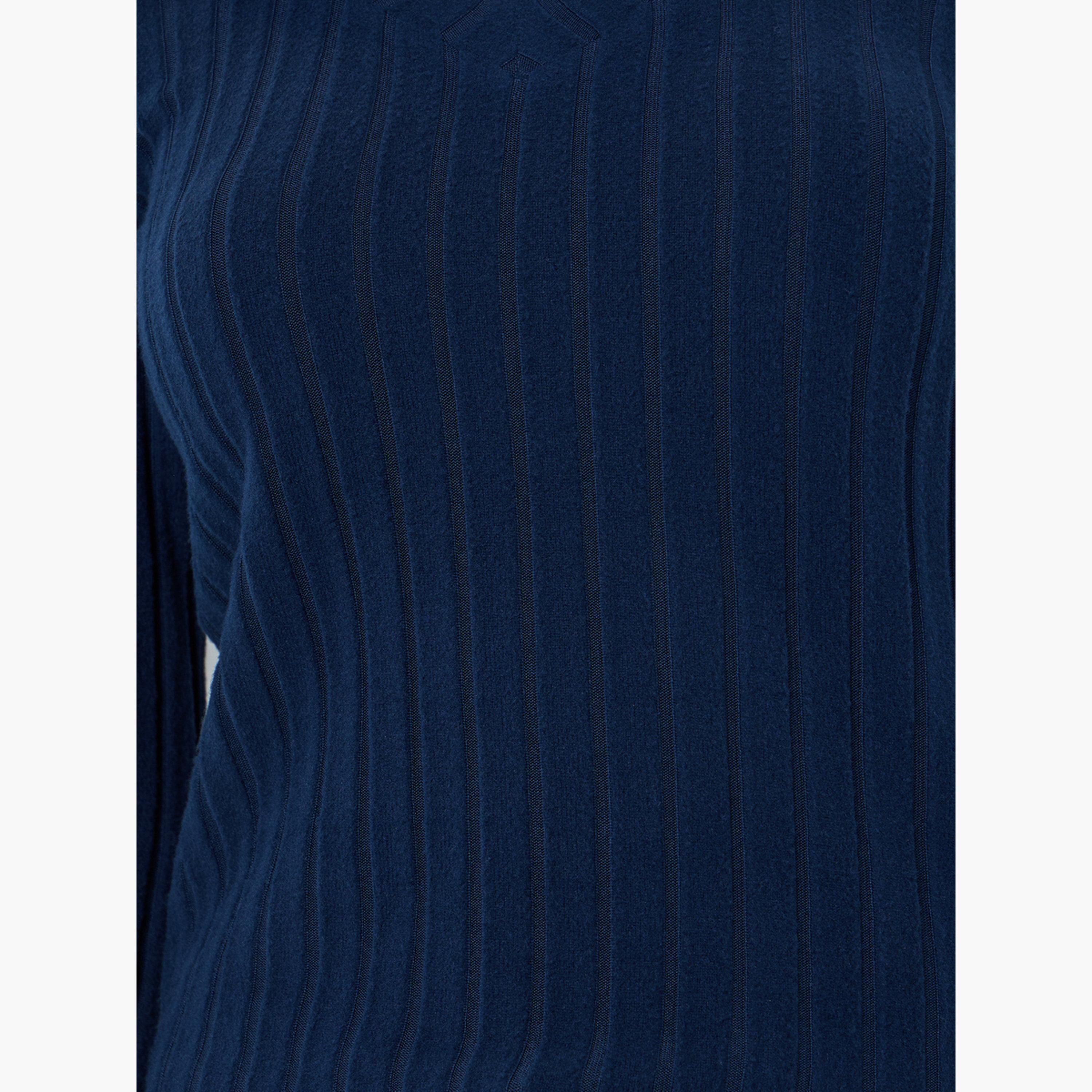 ستايلي - بلوزة محبوكة بأكمام طويلة باللون الأزرق الداكن-women-winterwear-cardigansandjumpers-jumpers-image-5