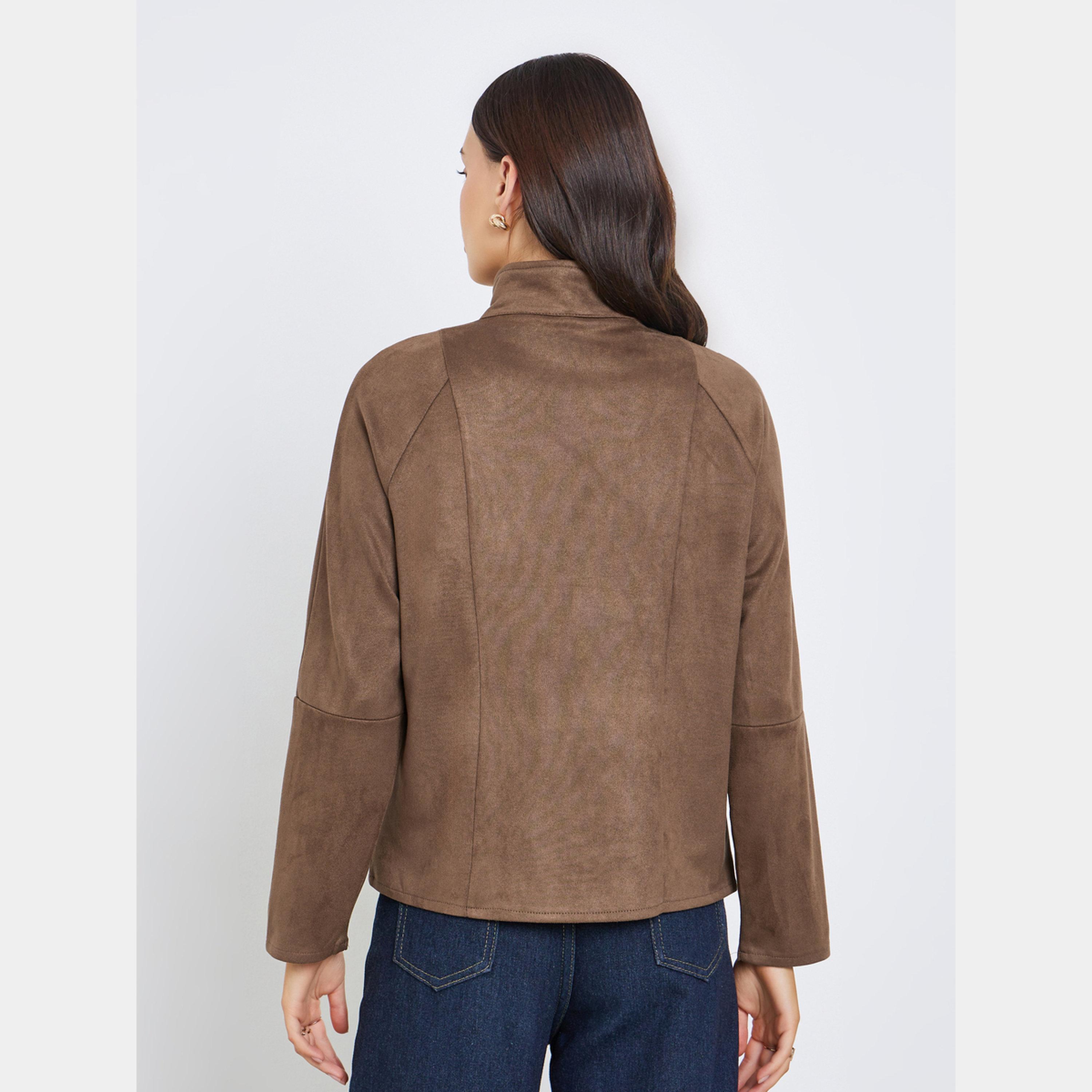 ستايلي - سترة نسائية سادة بأكمام طويلة وياقة وأزرار-women-winterwear-coatsandjackets-jackets-image-5