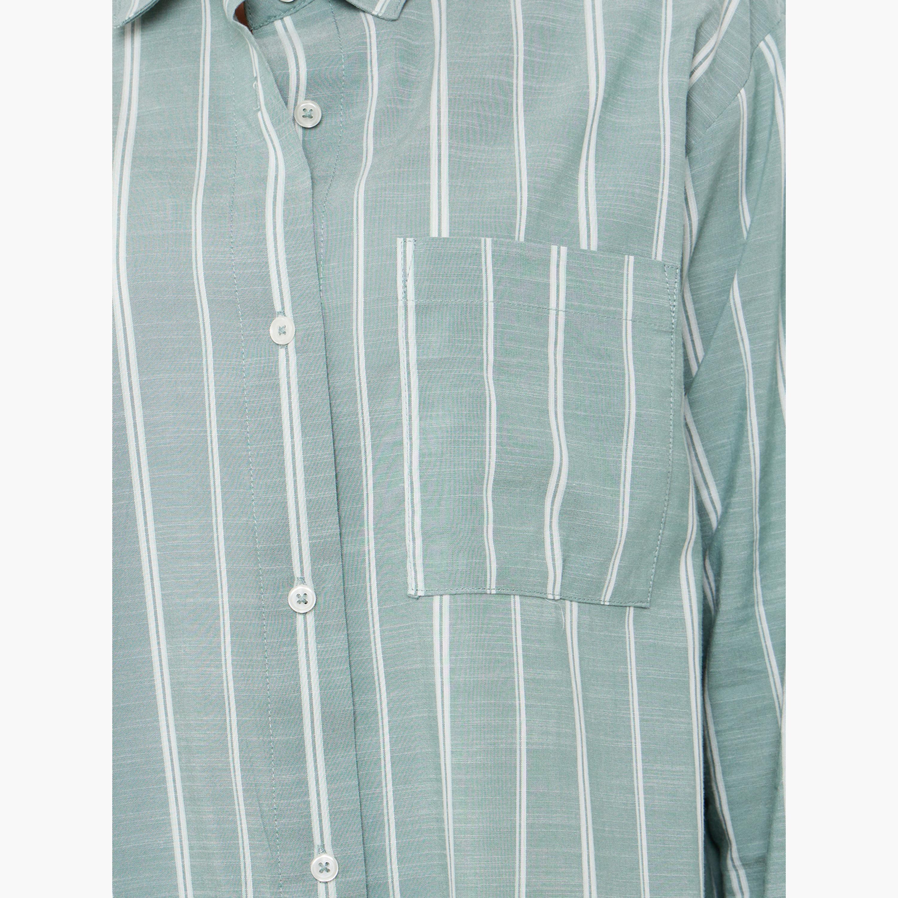 ستايلي - قميص مخطط أخضر مقاس واسع-women-clothing-shirtsandblouses-shirts-image-4