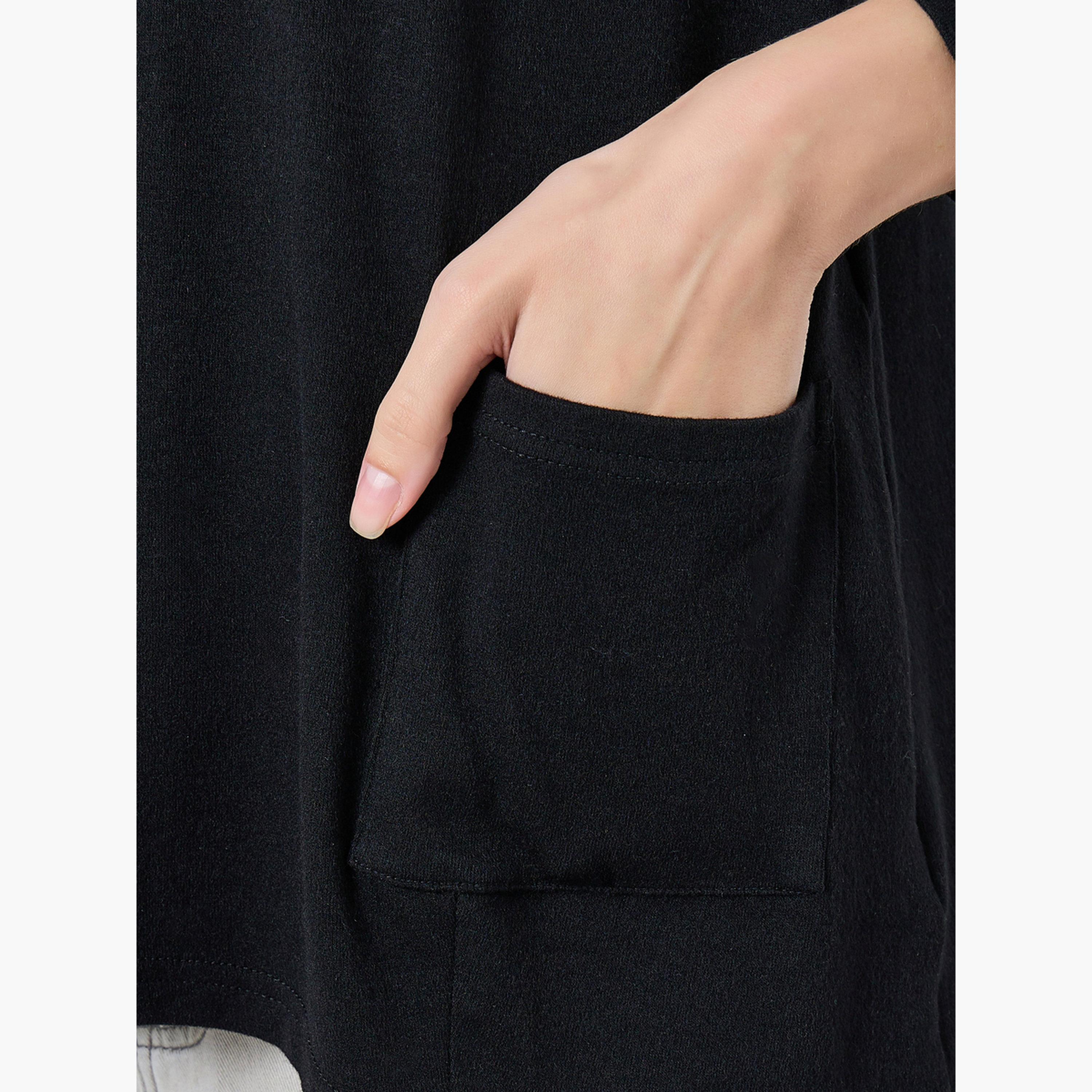 ستايلي - بلوزة محبوكة بأكمام طويلة باللون الأسود للنساء-women-clothing-tshirts-image-3