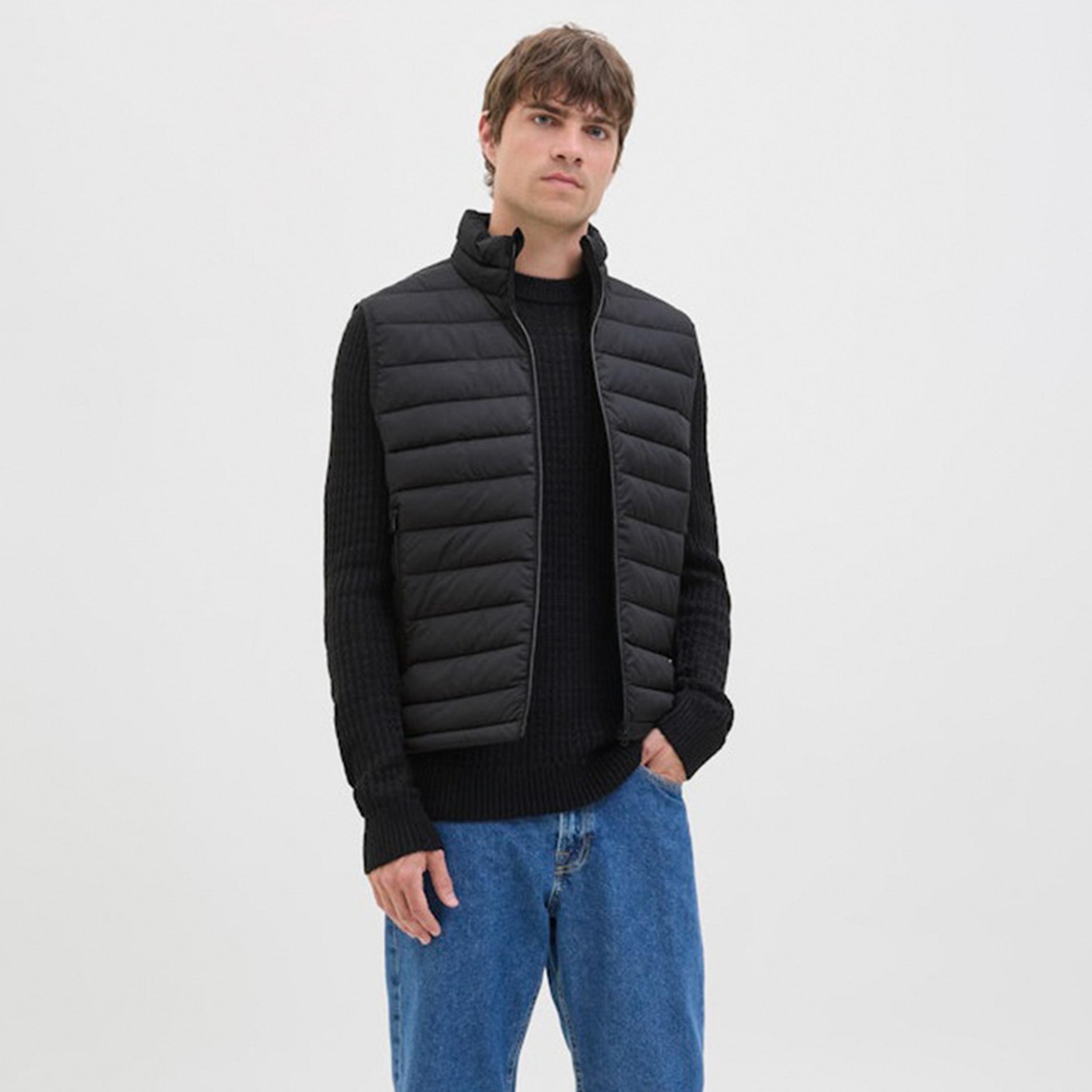 Rebel Quilted High Neck Sleeveless Men's Zip Through Padded Jacket-men-clothing-jacketsandblazers-jackets-image-1