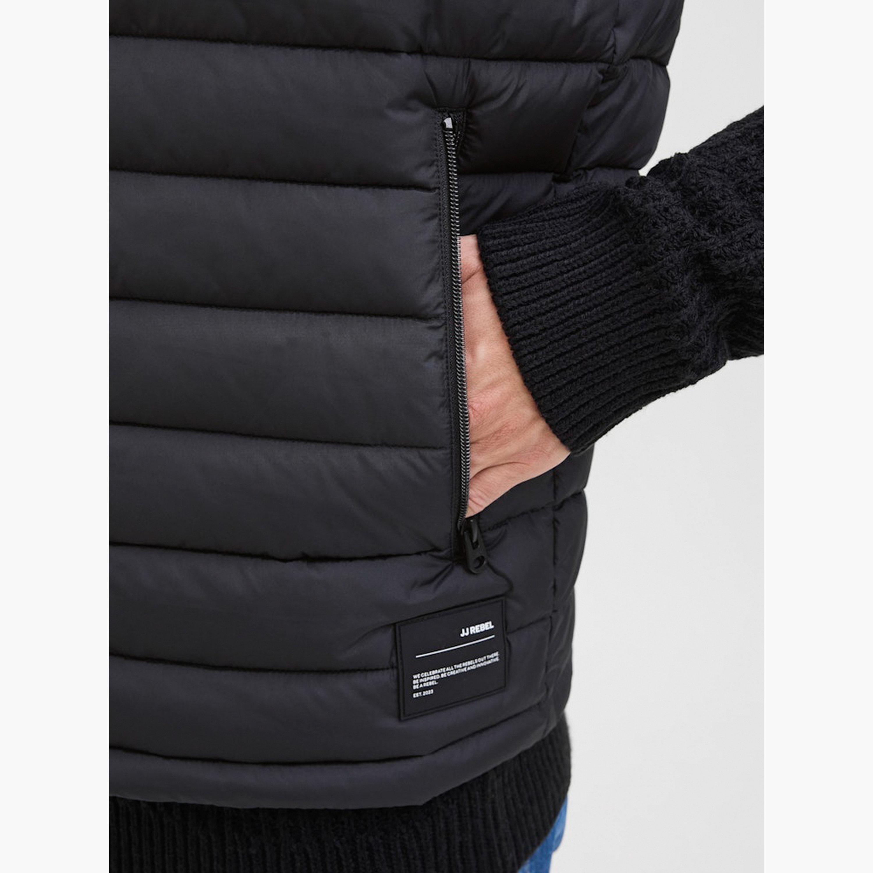 Rebel Quilted High Neck Sleeveless Men's Zip Through Padded Jacket-men-clothing-jacketsandblazers-jackets-image-5