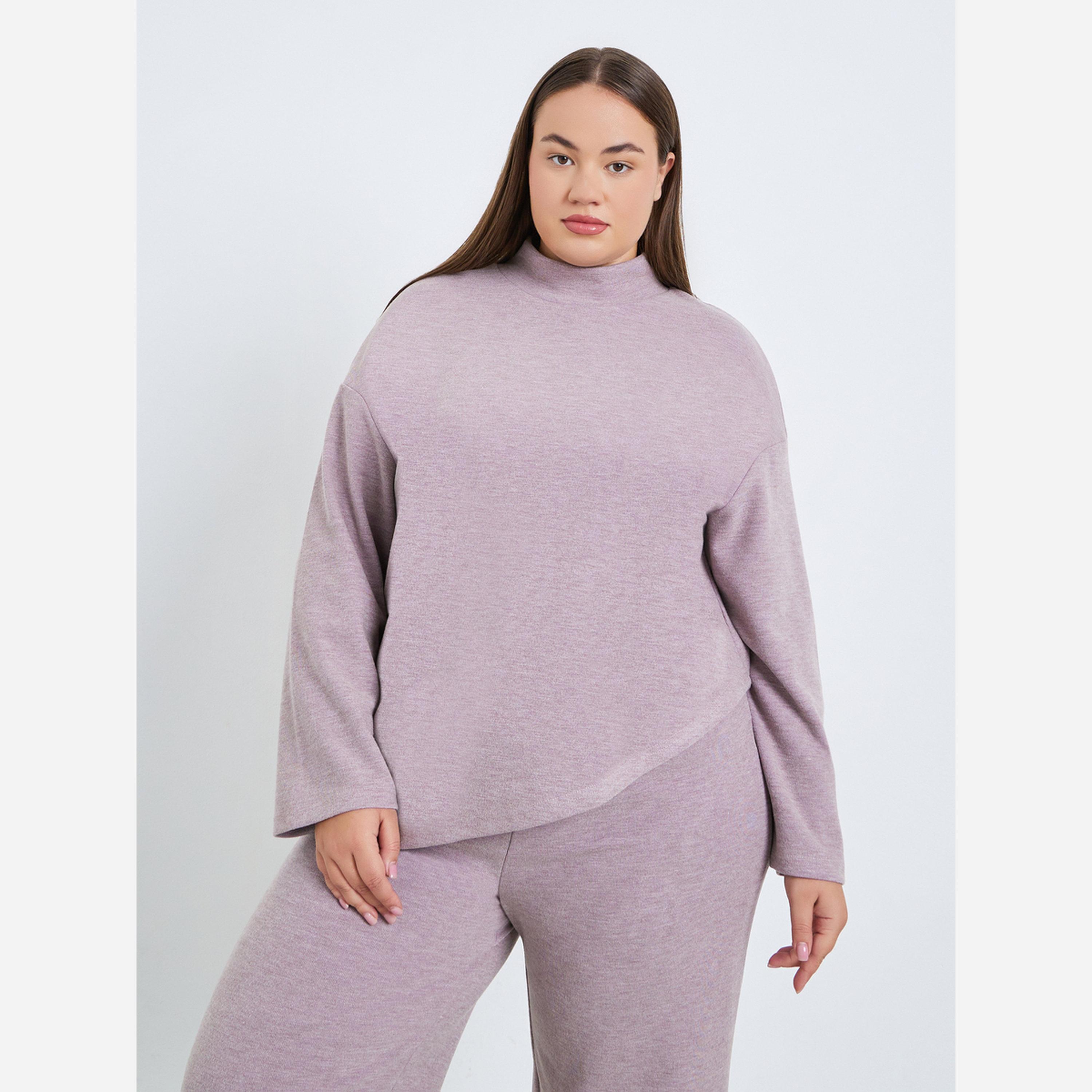 Styli Plus Size Asymmetrical Knit Top and Pants Co-Ords-women-clothing-coordsets-image-2