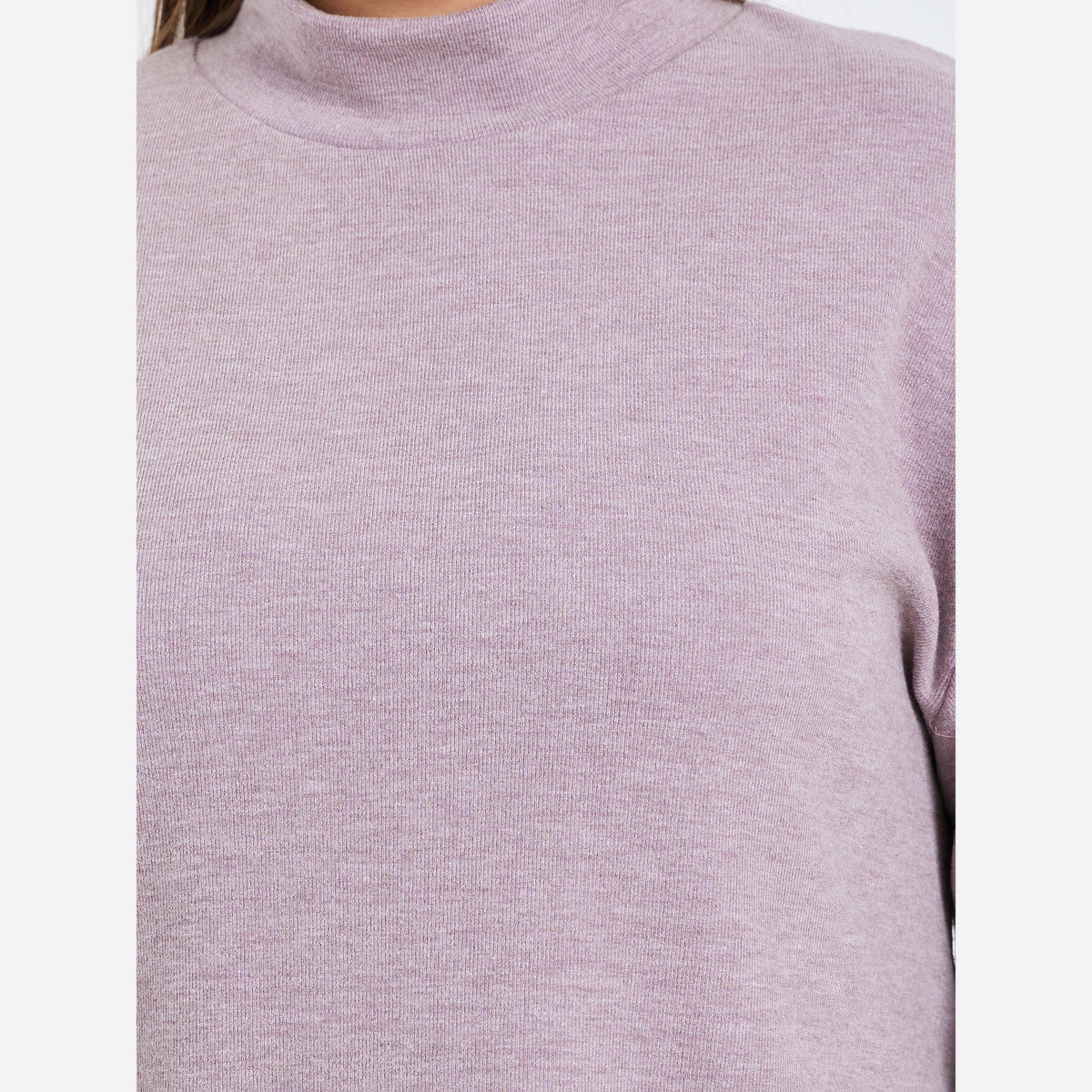 ستايلي - طقم مكون من بلوزة وبنطال محبوكين غير متماثلين مقاس واسع-women-clothing-coordsets-image-3