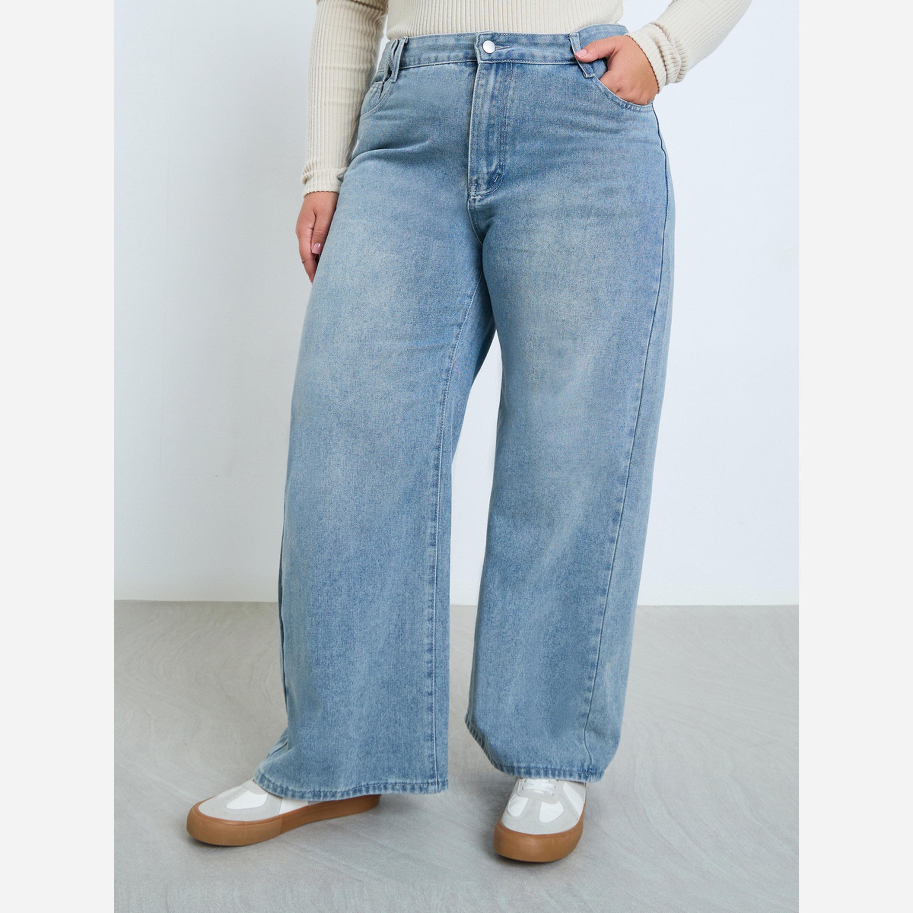 Styli Plus Size High-Rise Wide Leg Jeans-women-clothing-bottoms-jeans-image-1