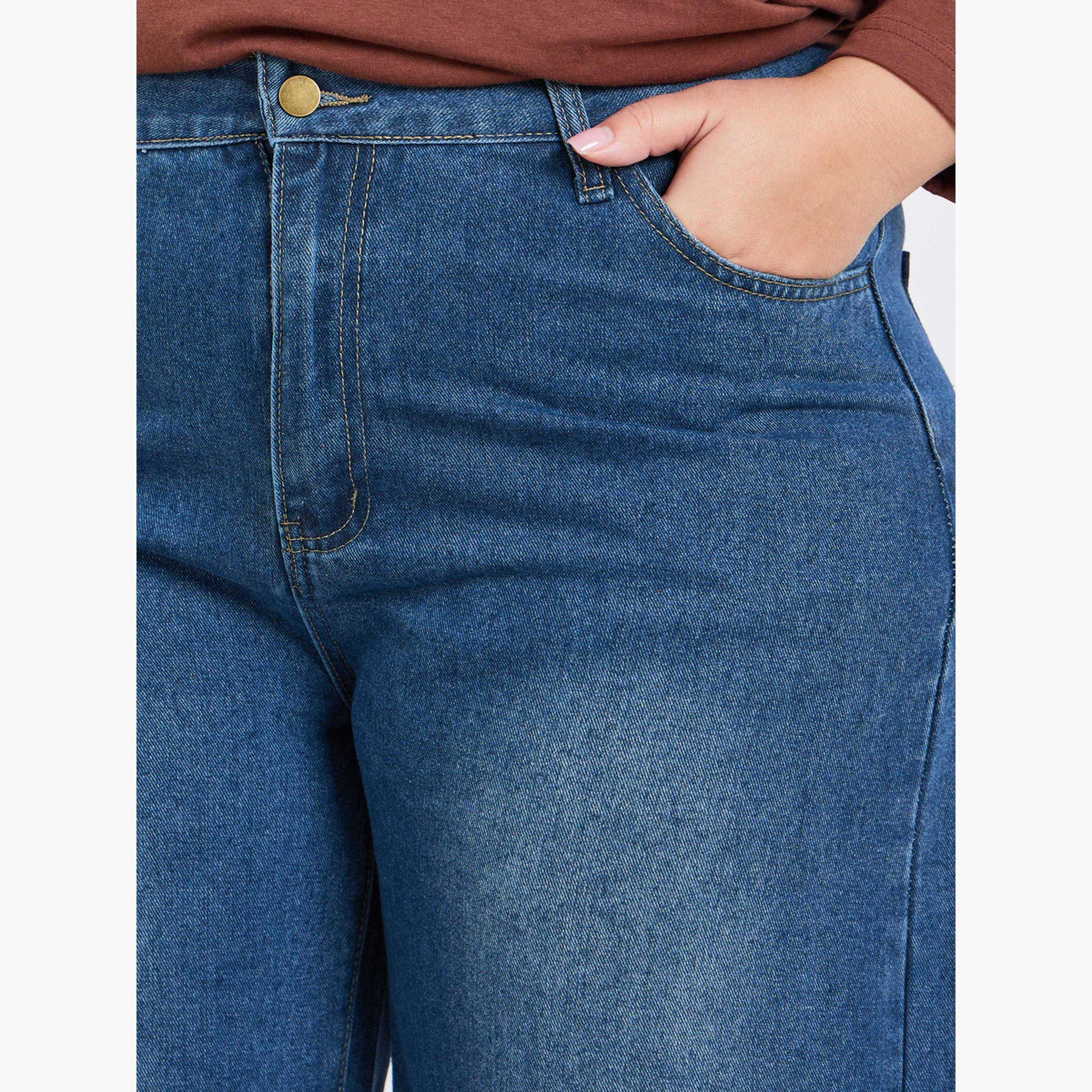 جينز باهت بأرجل واسعة مقاس كبير-women-clothing-bottoms-jeans-image-3