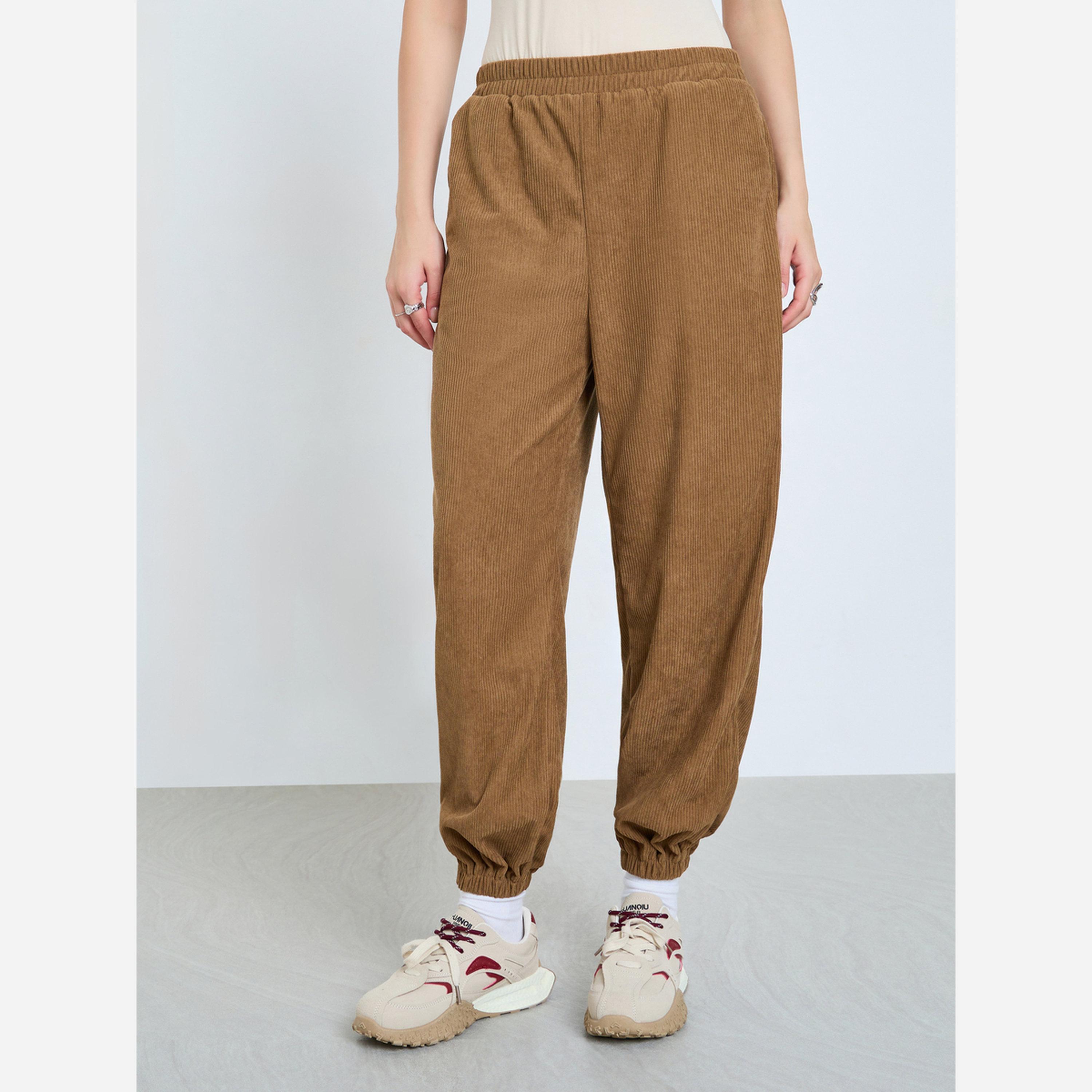 Styli Women Brown Corduroy Shirt and Joggers Co-ords-women-clothing-coordsets-image-6