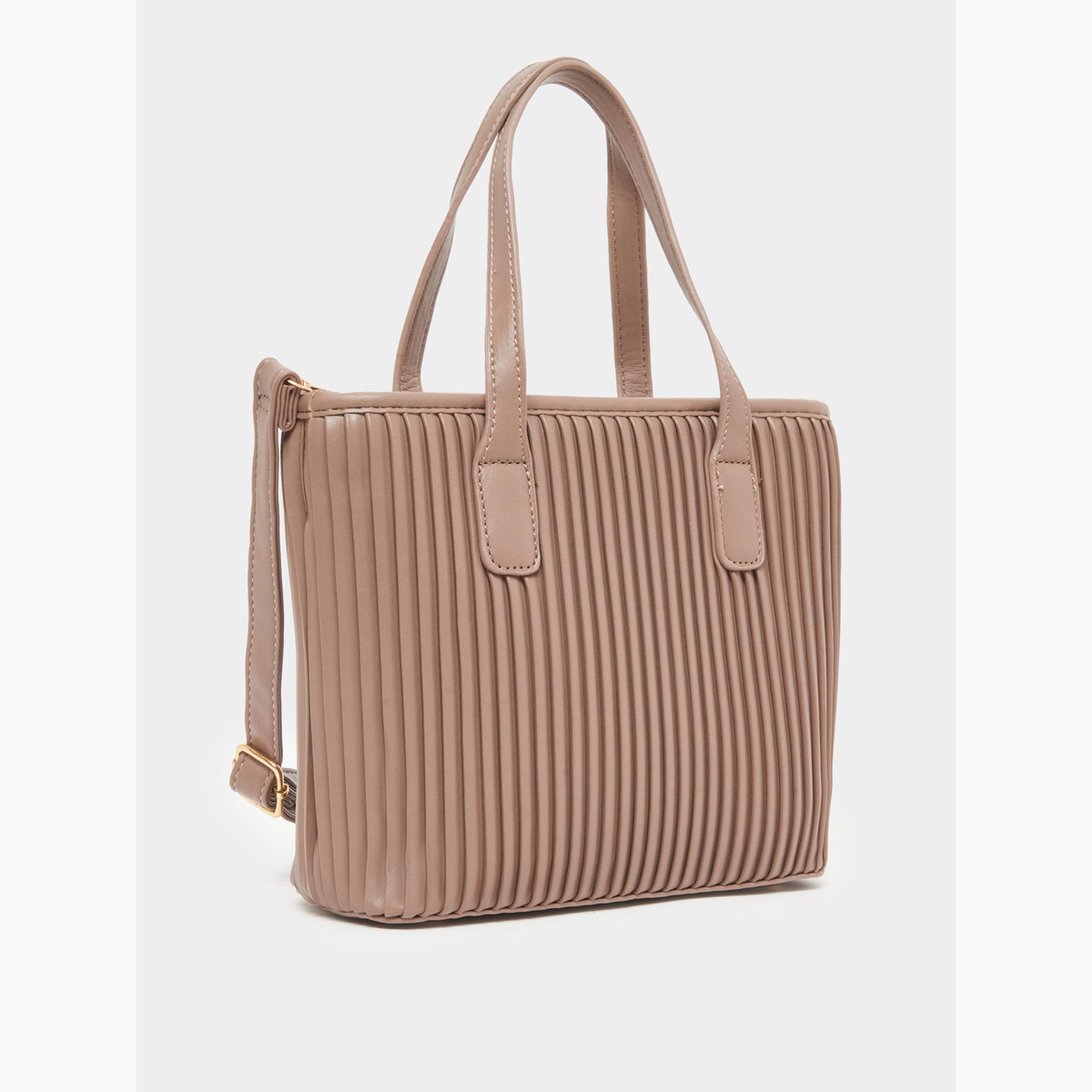 Styli Women Khaki Pleated Tote Bag-women-bagsandwallets-handbags-image-1