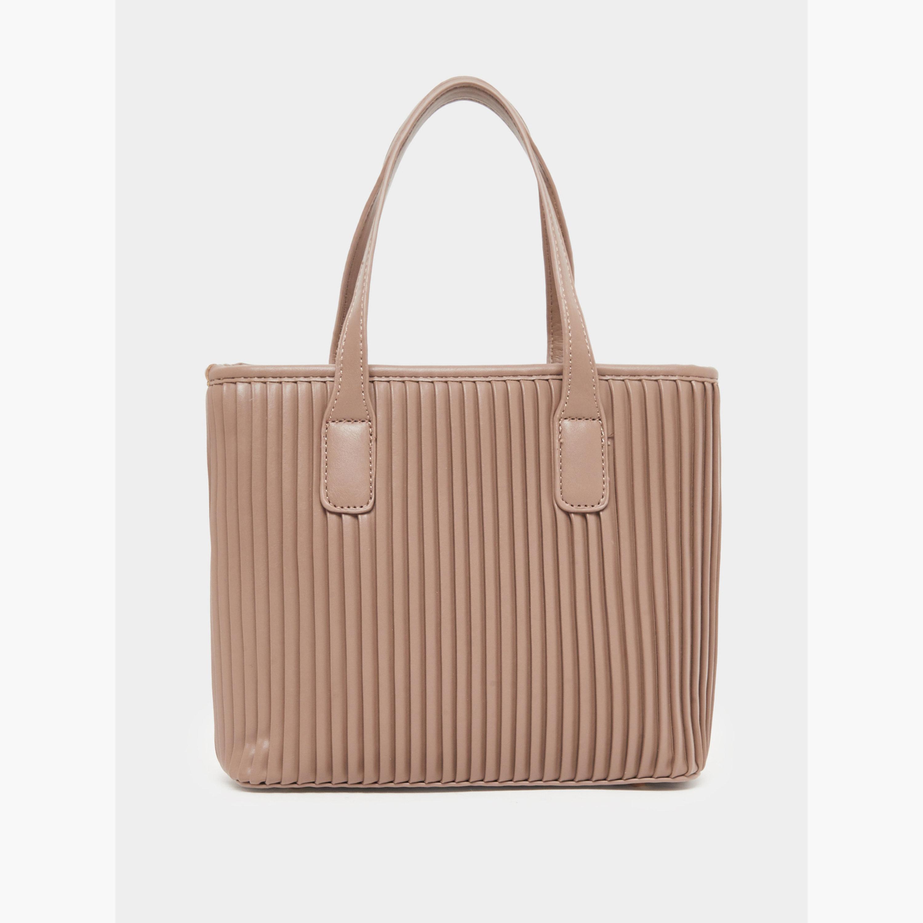 Styli Women Khaki Pleated Tote Bag-women-bagsandwallets-handbags-image-2