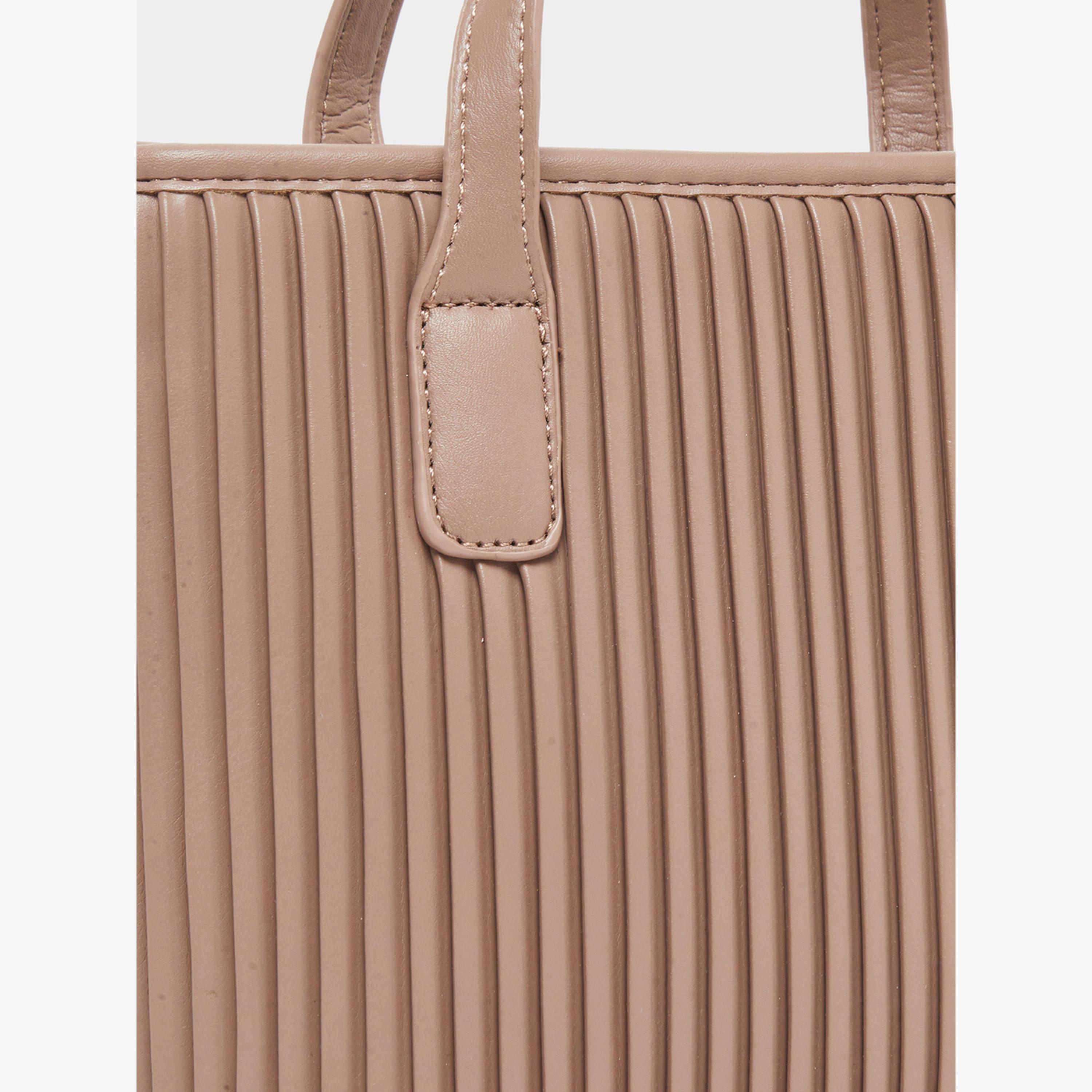 Styli Women Khaki Pleated Tote Bag-women-bagsandwallets-handbags-image-3