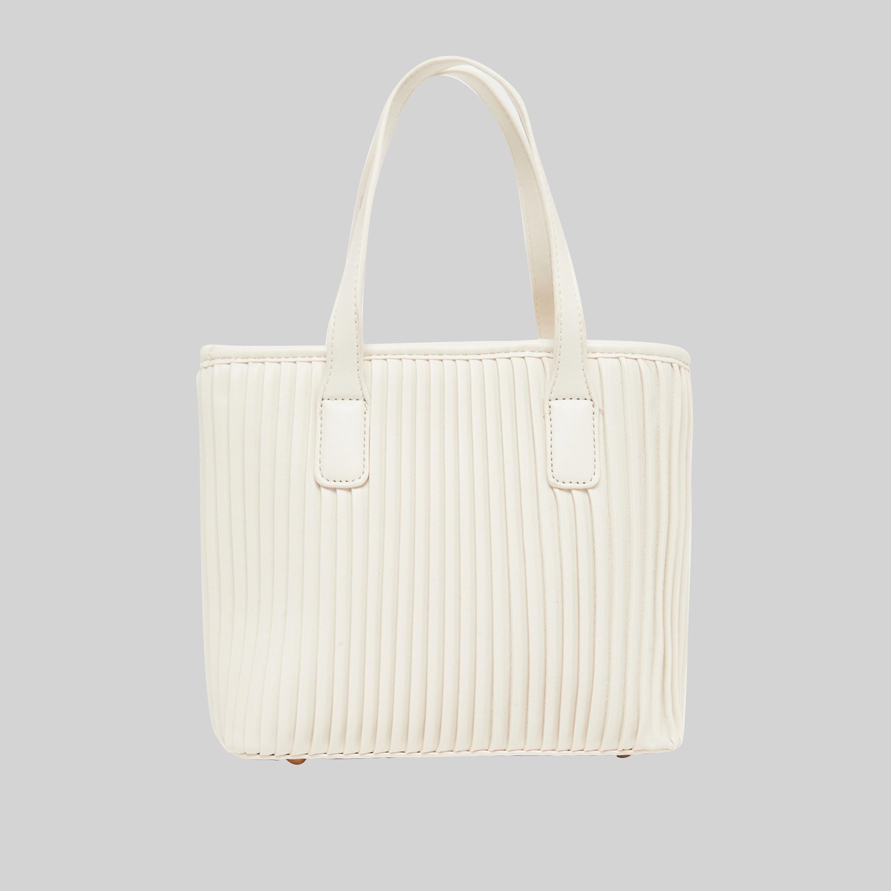 Styli Women White Pleated Tote Bag-women-bagsandwallets-handbags-image-2