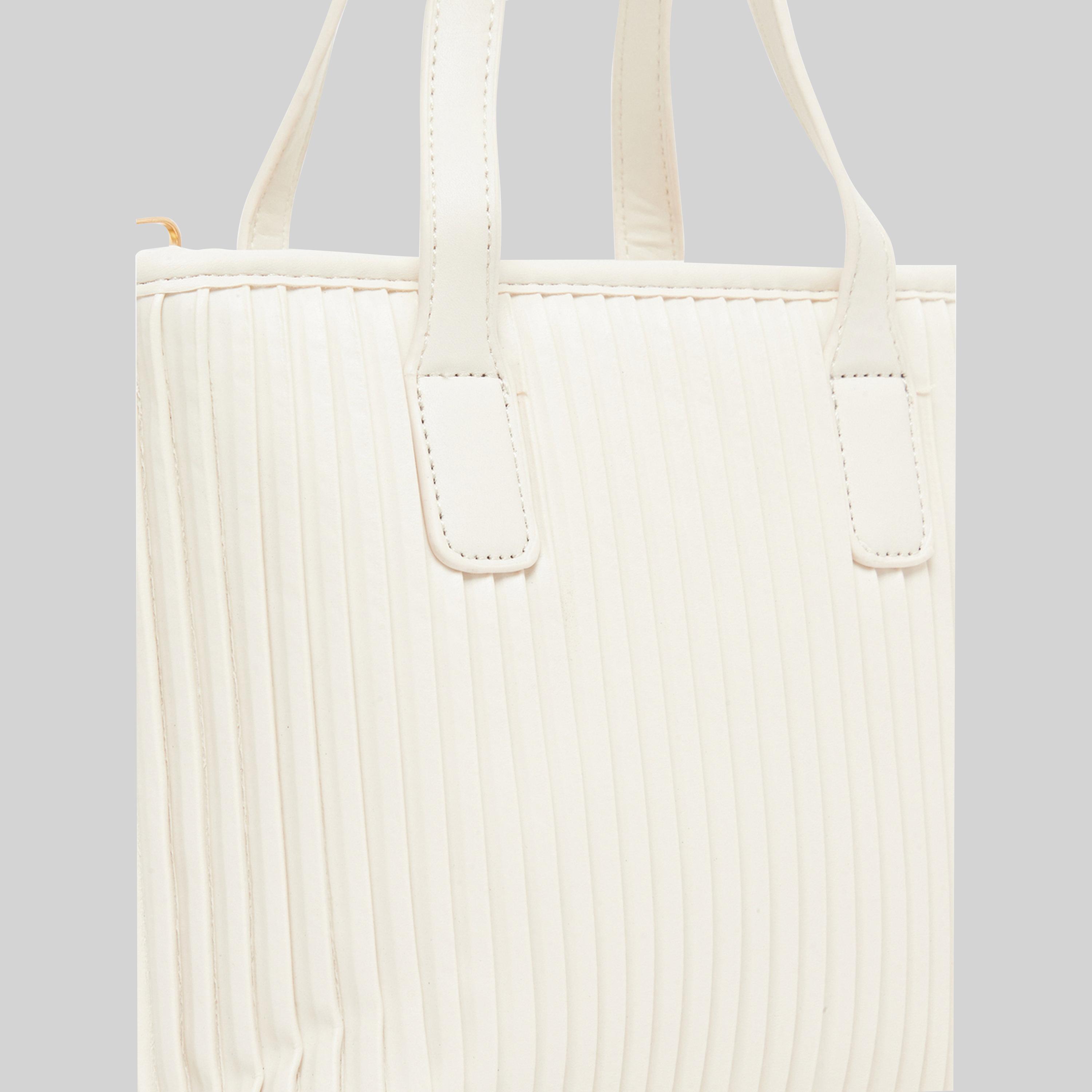 Styli Women White Pleated Tote Bag-women-bagsandwallets-handbags-image-3