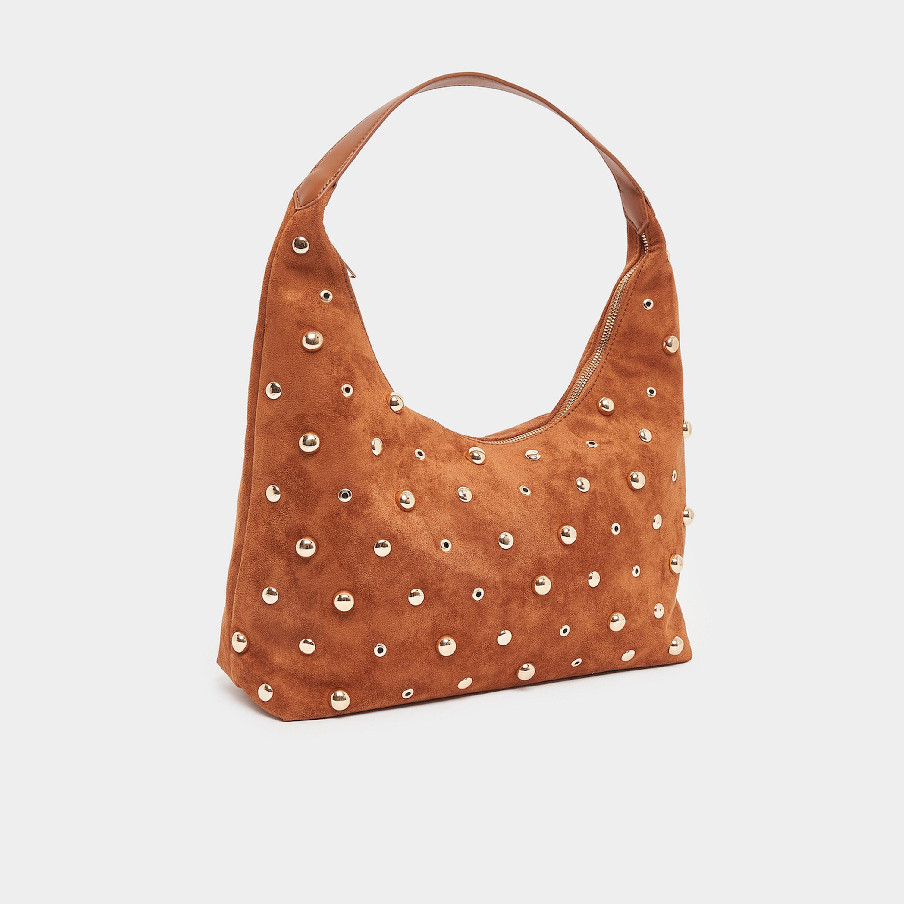 حقيبة كتف سويد مزينة بمسامير-women-bagsandwallets-handbags-image-1