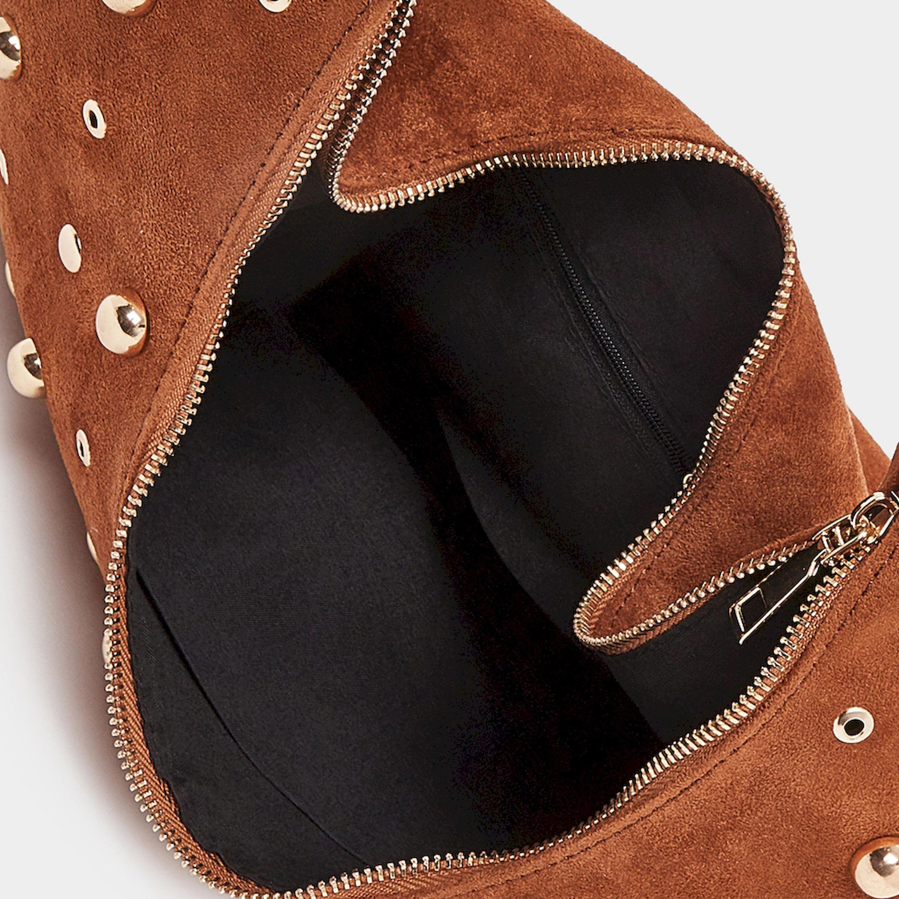 Styli Women Brown Suede Studded Shoulder Bag-women-bagsandwallets-handbags-image-4