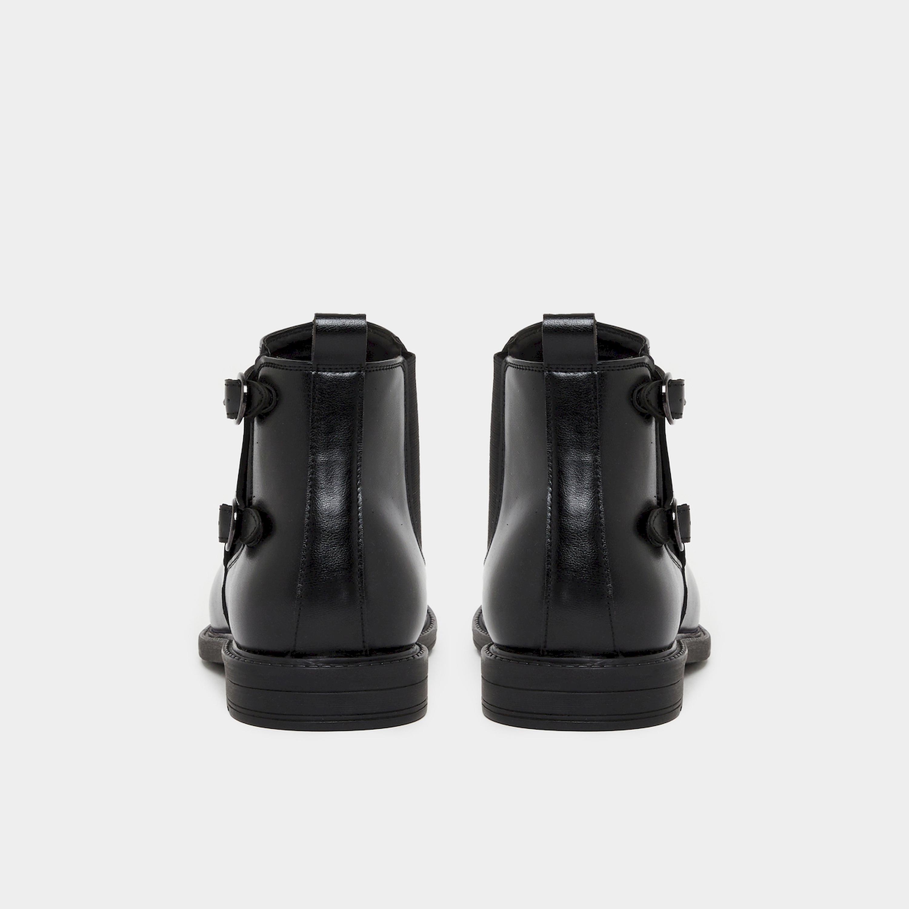 Styli Men Black Faux Leather Buckle Ankle Boots-men-shoes-boots-image-4