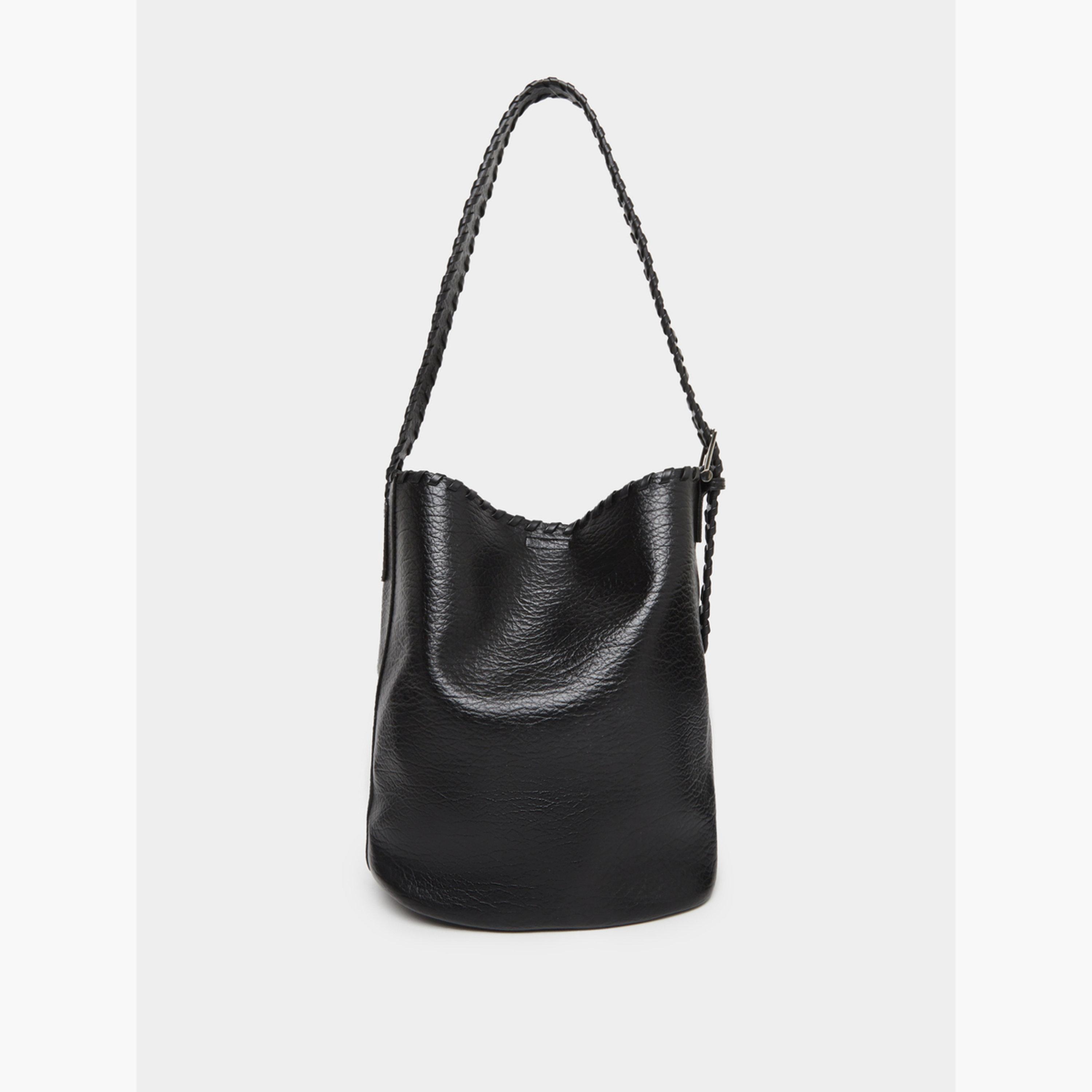 Styli Black Braided Strap Shoulder Bag with Pouch-women-bagsandwallets-handbags-image-3