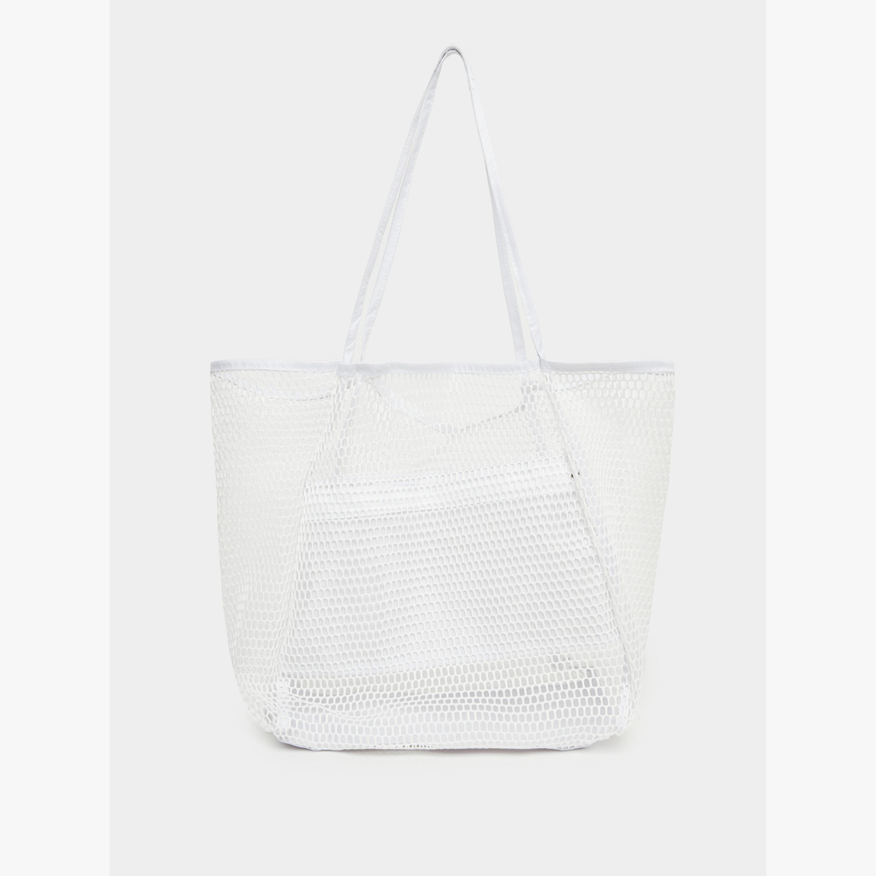 Styli White Mesh Beach Tote Bag-women-bagsandwallets-handbags-image-2