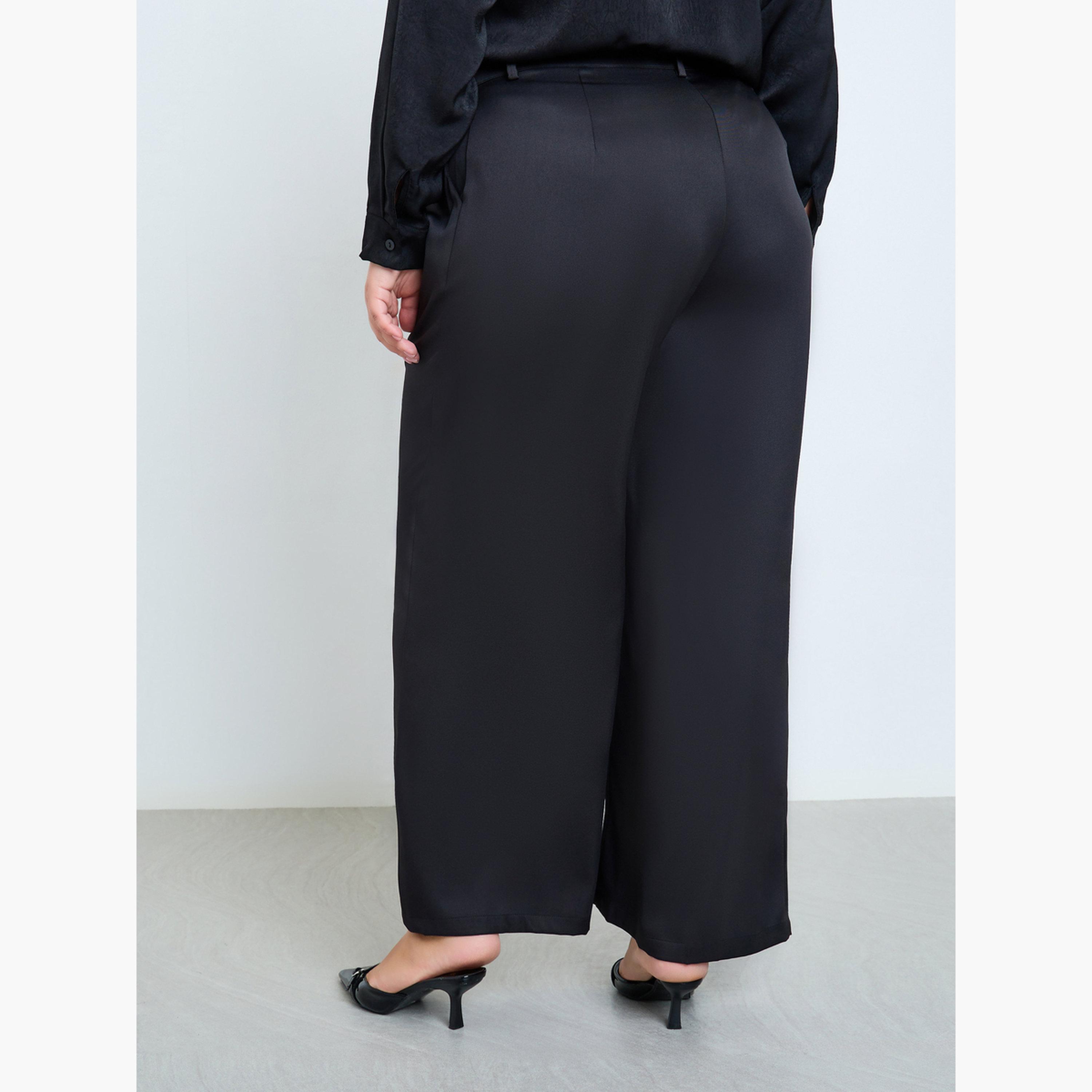 ستايلي - بنطال واسع الساق مقاس كبير لون أسود-women-clothing-bottoms-trousers-image-4