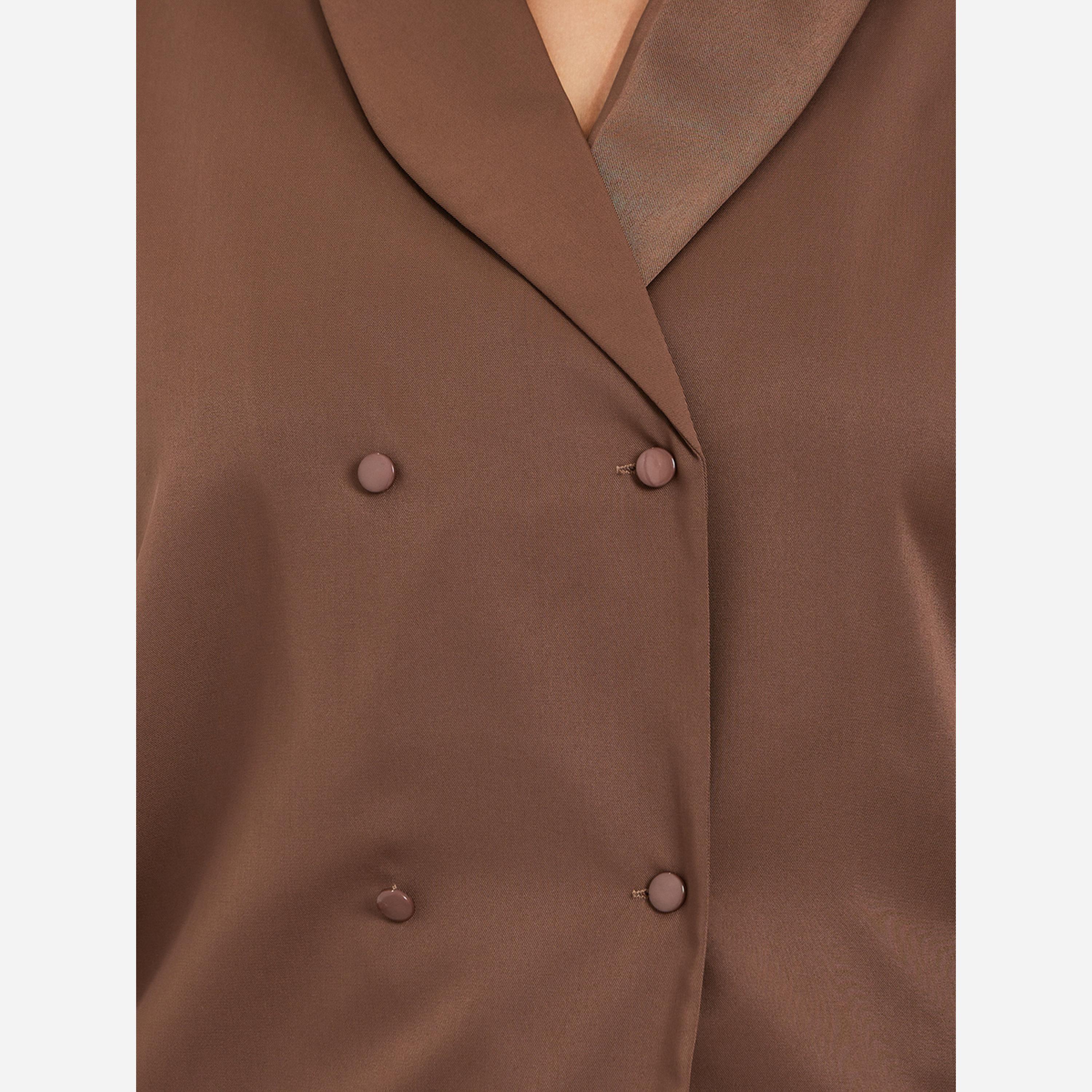 ستايلي - بلوزة لون بني أكمام طويلة ملفوفة مقاس واسع-women-clothing-shirtsandblouses-blouses-image-3