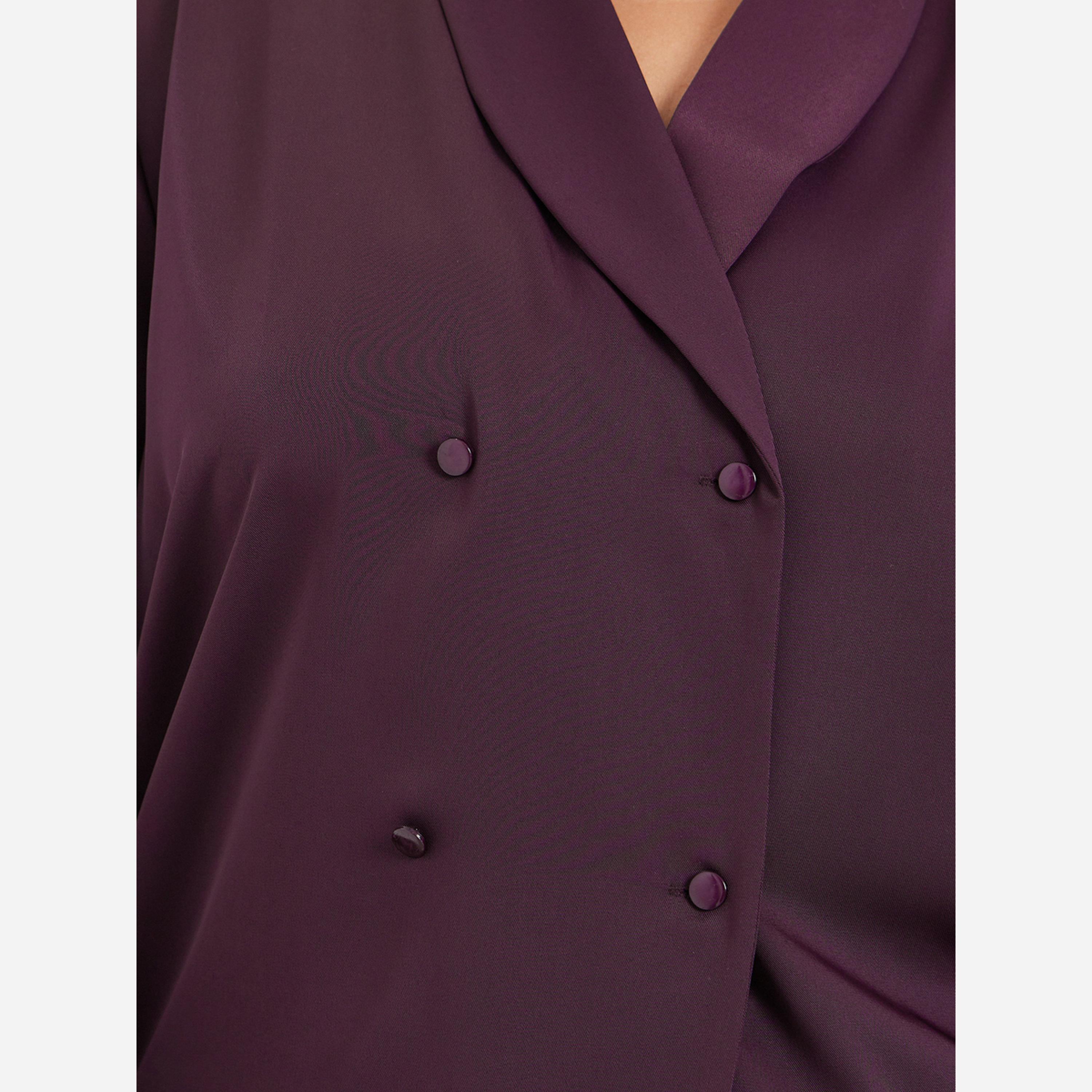 ستايلي - بلوزة ملفوفة أكمام طويلة لون برغندي، مقاس واسع-women-clothing-shirtsandblouses-blouses-image-3