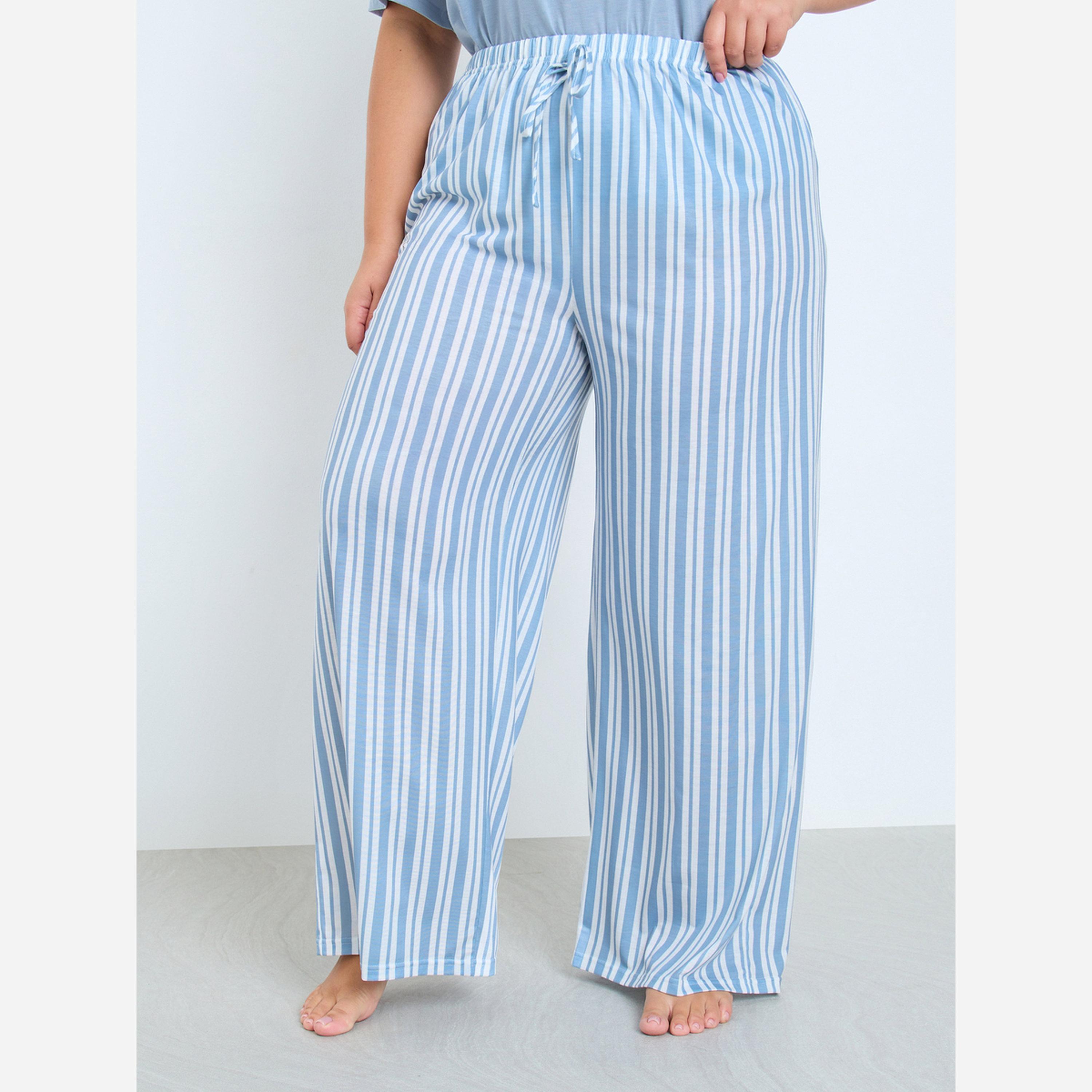 ستايلي - بيجاما مقاس واسع طبعة كرواسون وأكتاف منسدلة-women-clothing-nightwear-pyjamas-longsets-image-4