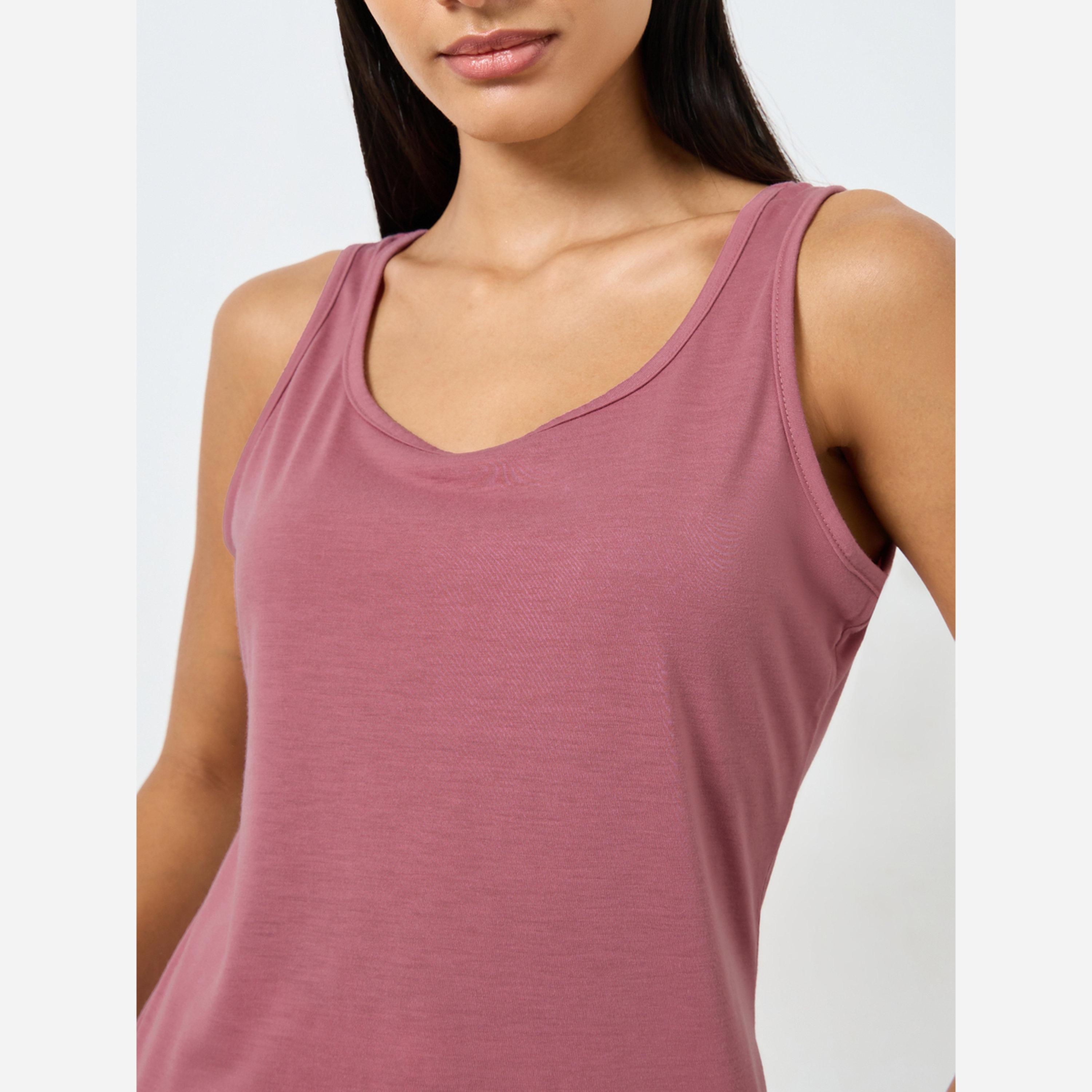 Styli Solid Vest and Striped Pyjama Set-women-clothing-nightwear-pyjamas-longsets-image-3