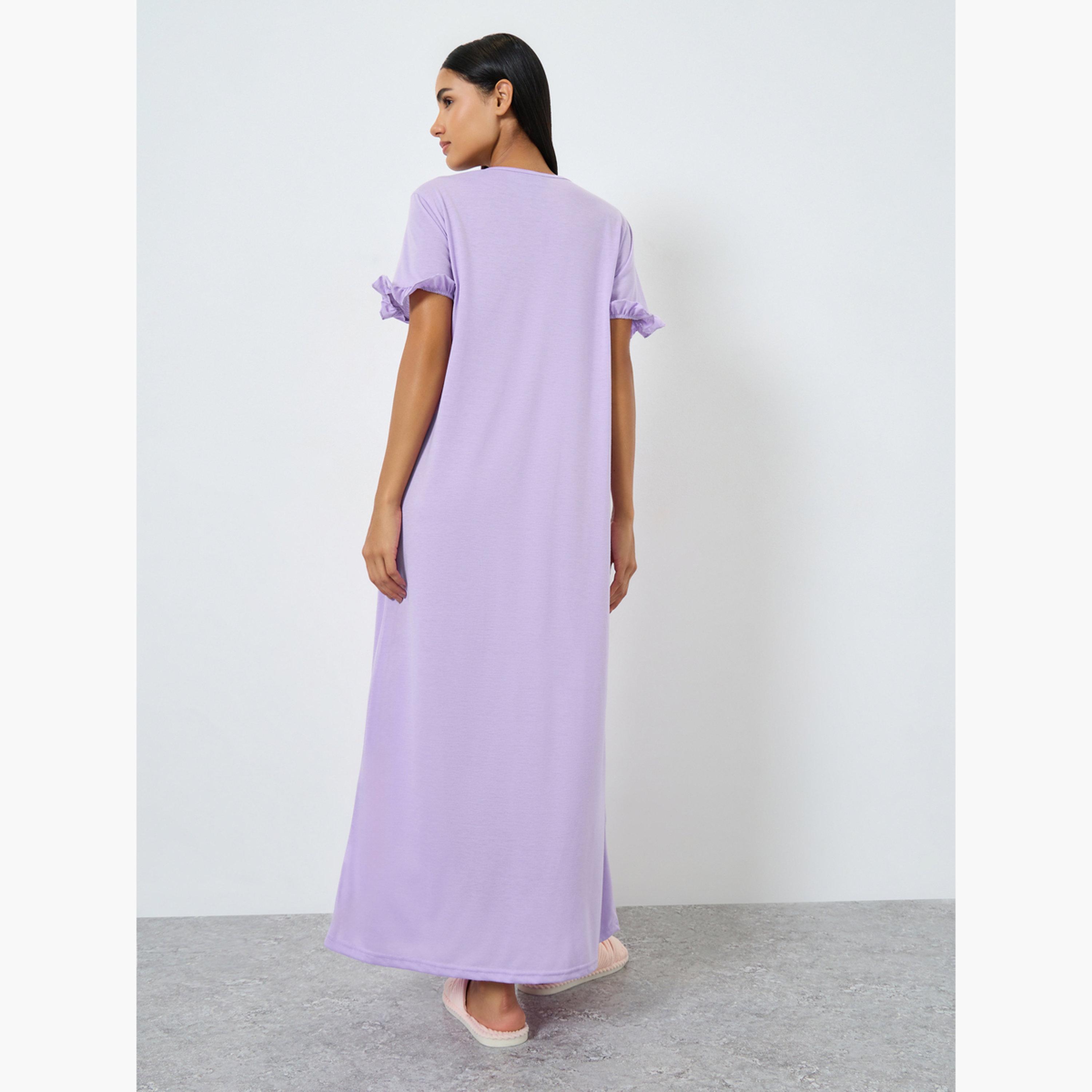 Styli Sunday Mornings Ruffle Sleeve Sleep T-Shirt Dress-women-clothing-nightwear-nighties-image-4