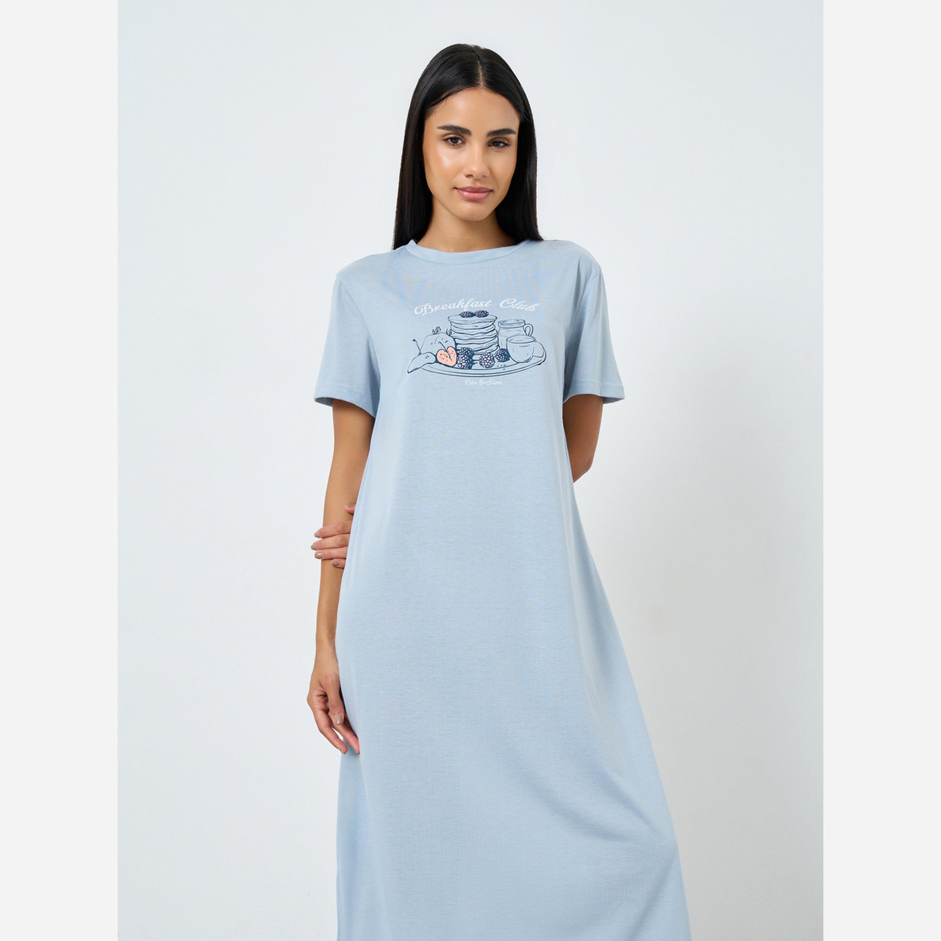 Styli Breakfast Club Graphic Sleep T-Shirt Dress-women-clothing-nightwear-nighties-image-2