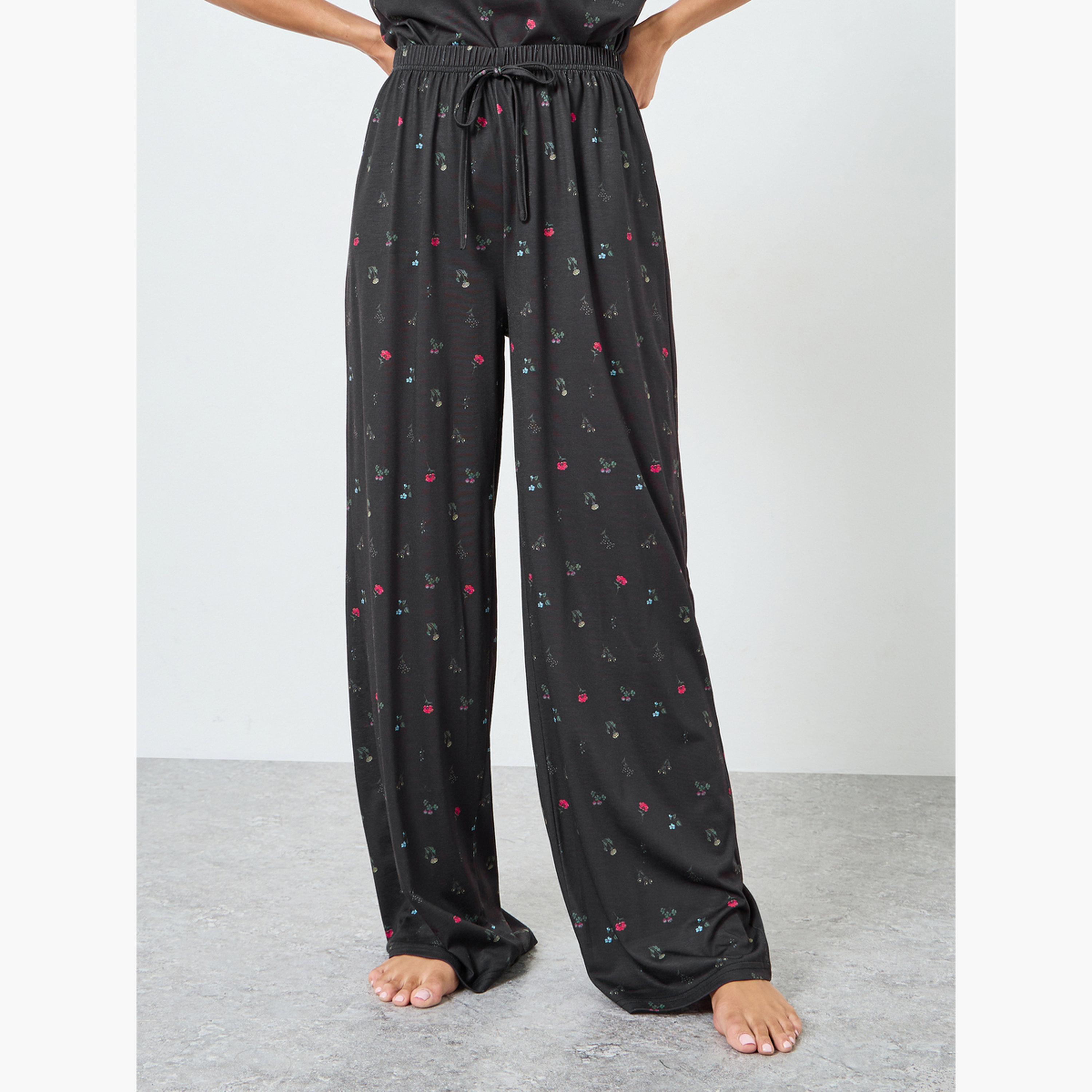 Styli Multi Floral Drop Shoulder T-Shirt and Pyjama Set-women-clothing-nightwear-pyjamas-longsets-image-4