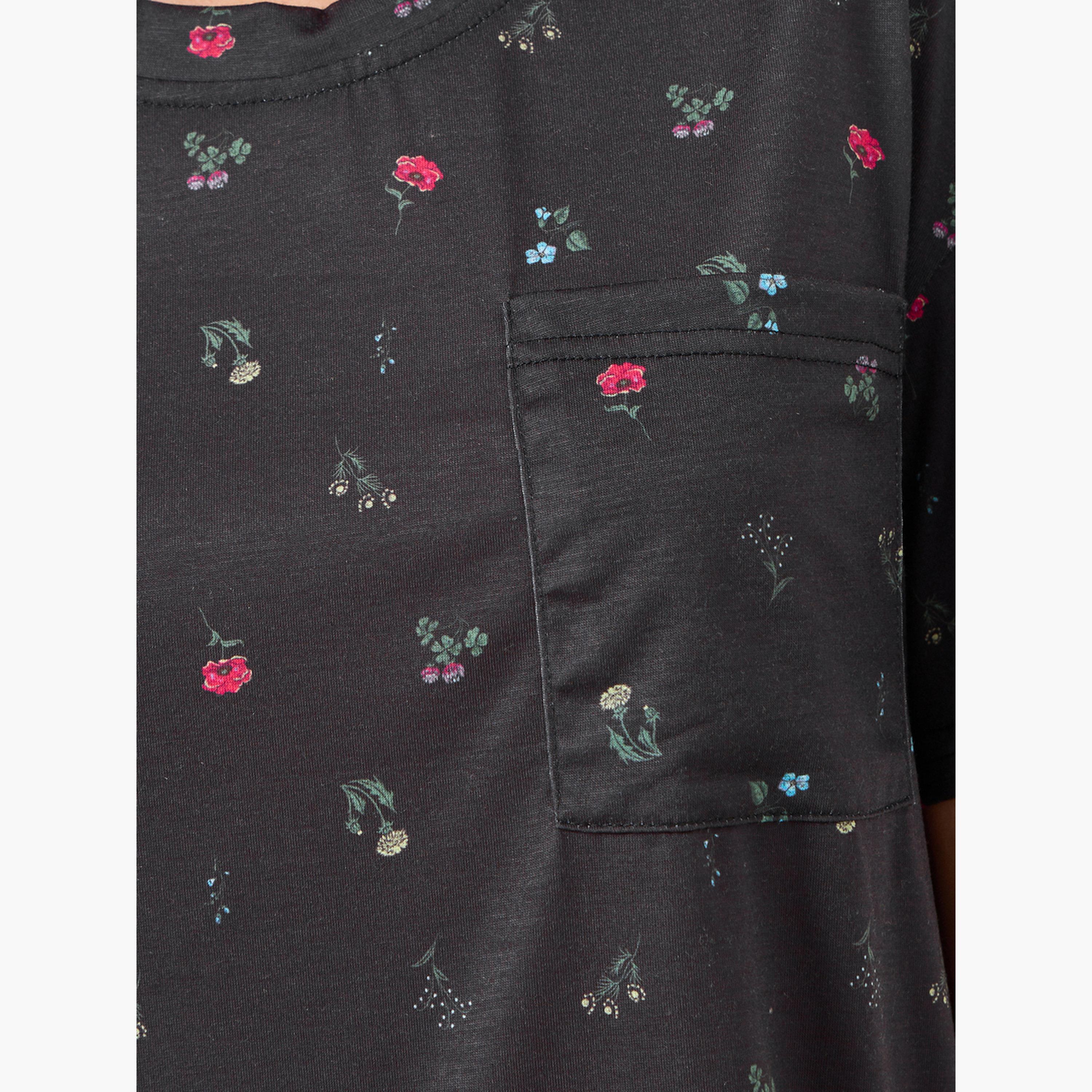 Styli Multi Floral Drop Shoulder T-Shirt and Pyjama Set-women-clothing-nightwear-pyjamas-longsets-image-5