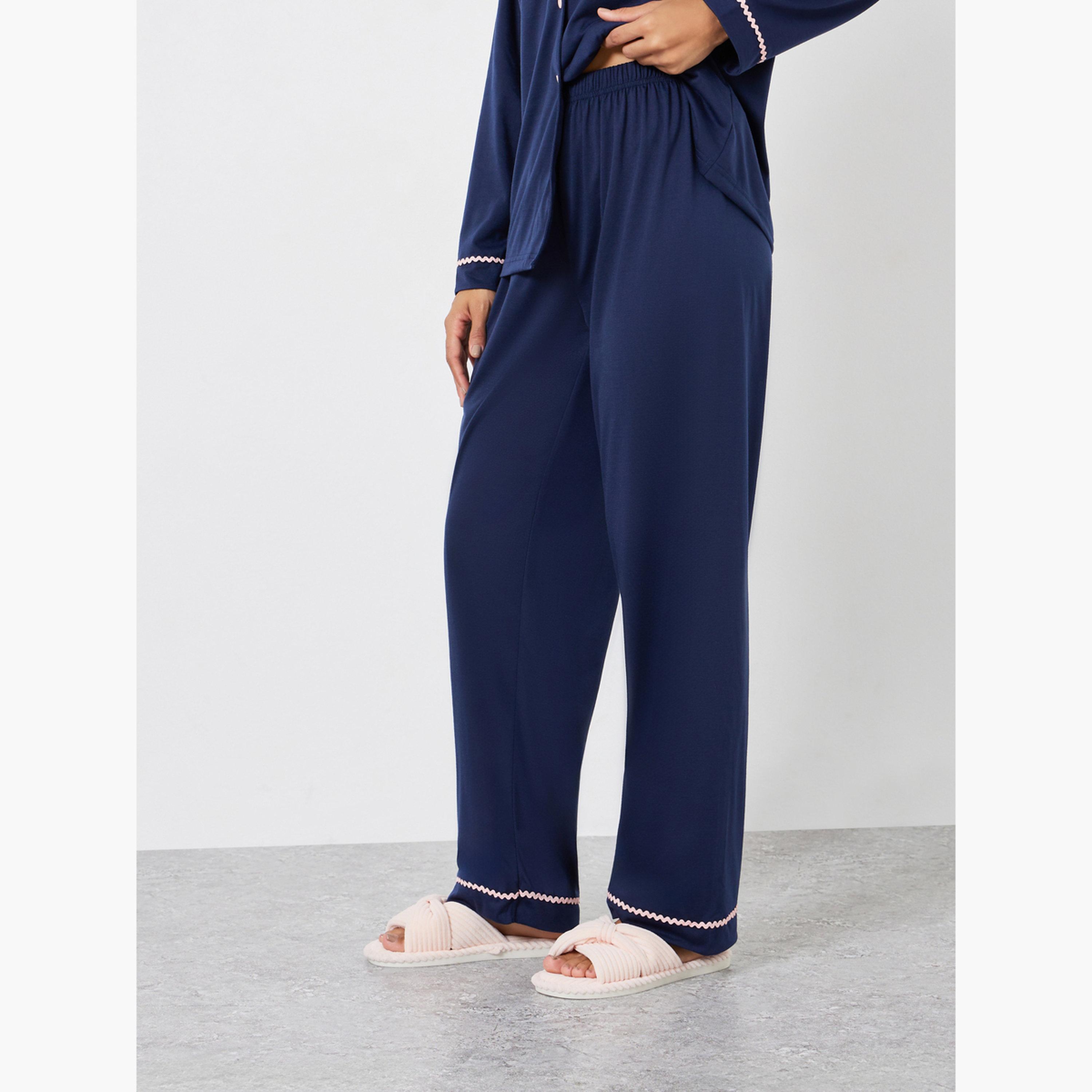 Styli Rick Rack Trim Long Sleeve Shirt and Pyjama Set-women-clothing-nightwear-pyjamas-longsets-image-4