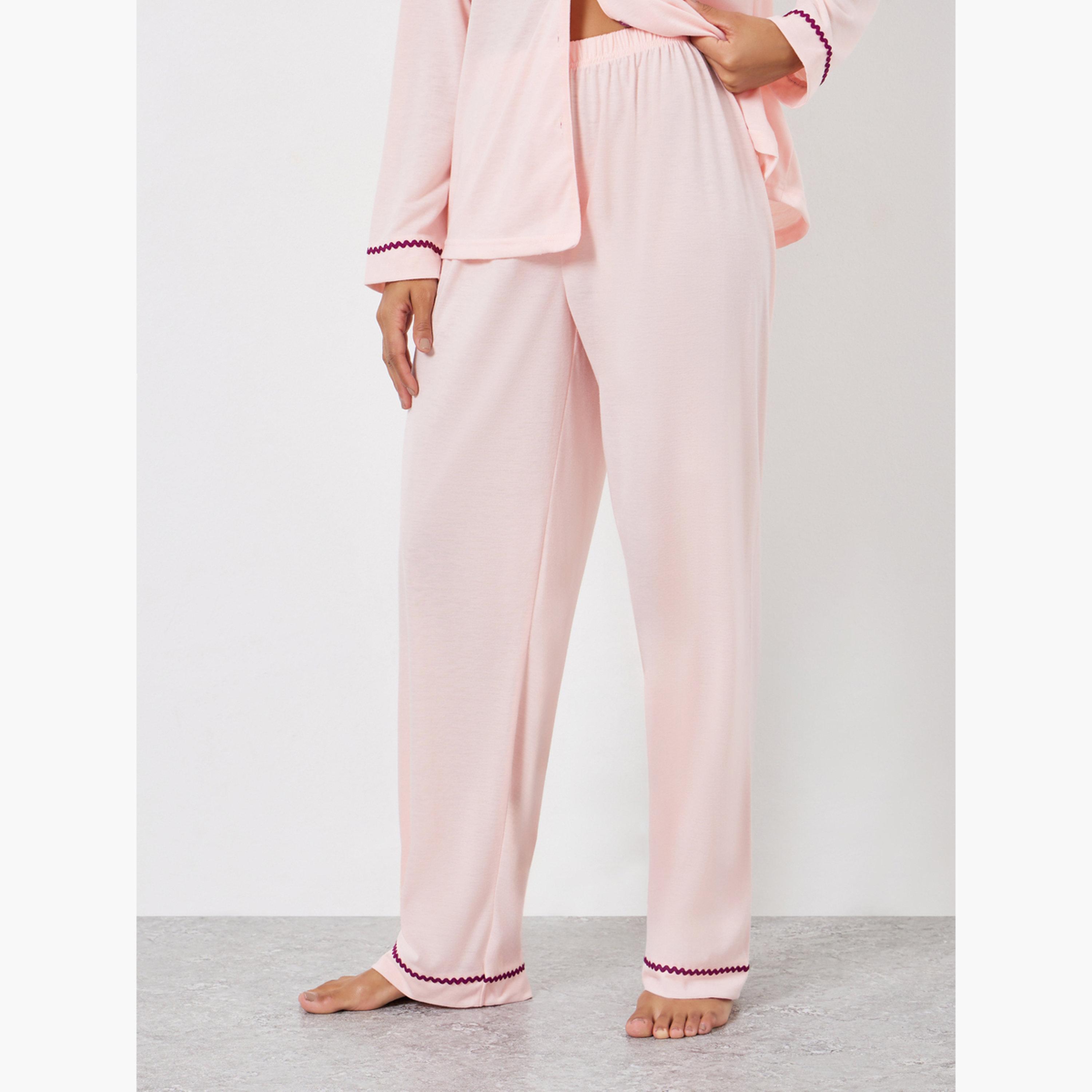 Styli Rick Rack Trim Long Sleeve Shirt and Pyjama Set-women-clothing-nightwear-pyjamas-longsets-image-5