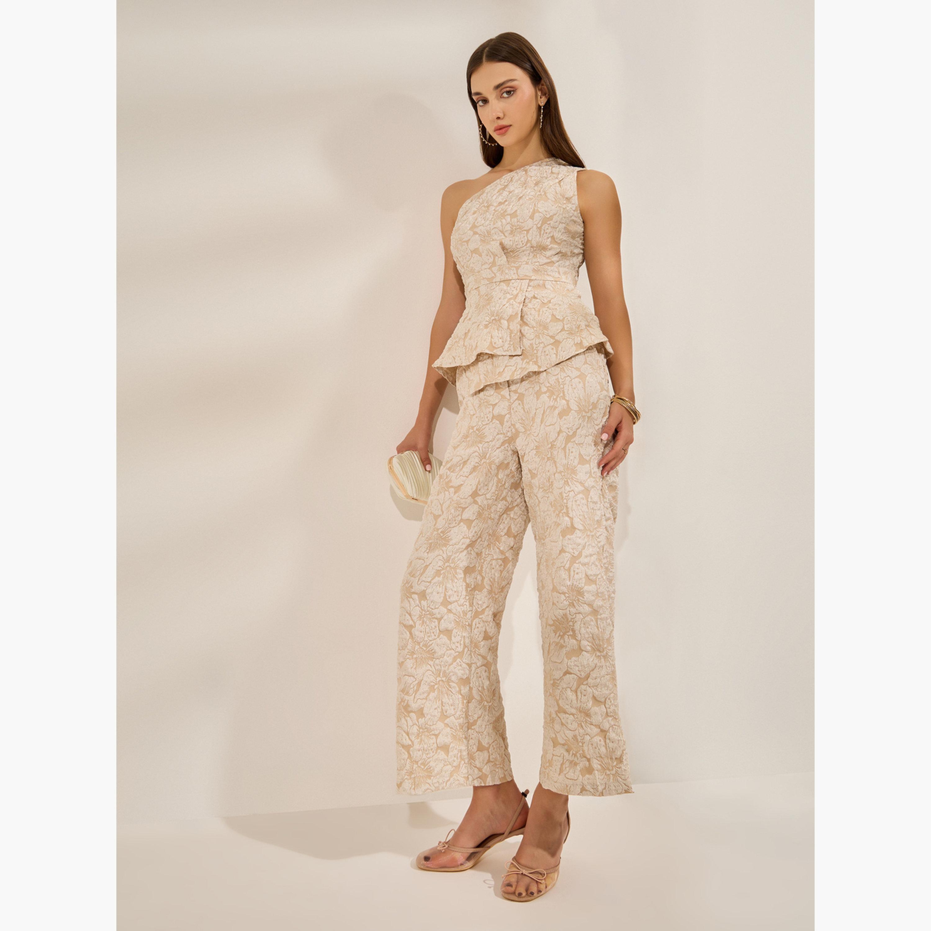Styli Beige Jacquard Sleeveless Blouse-women-clothing-shirtsandblouses-blouses-image-2