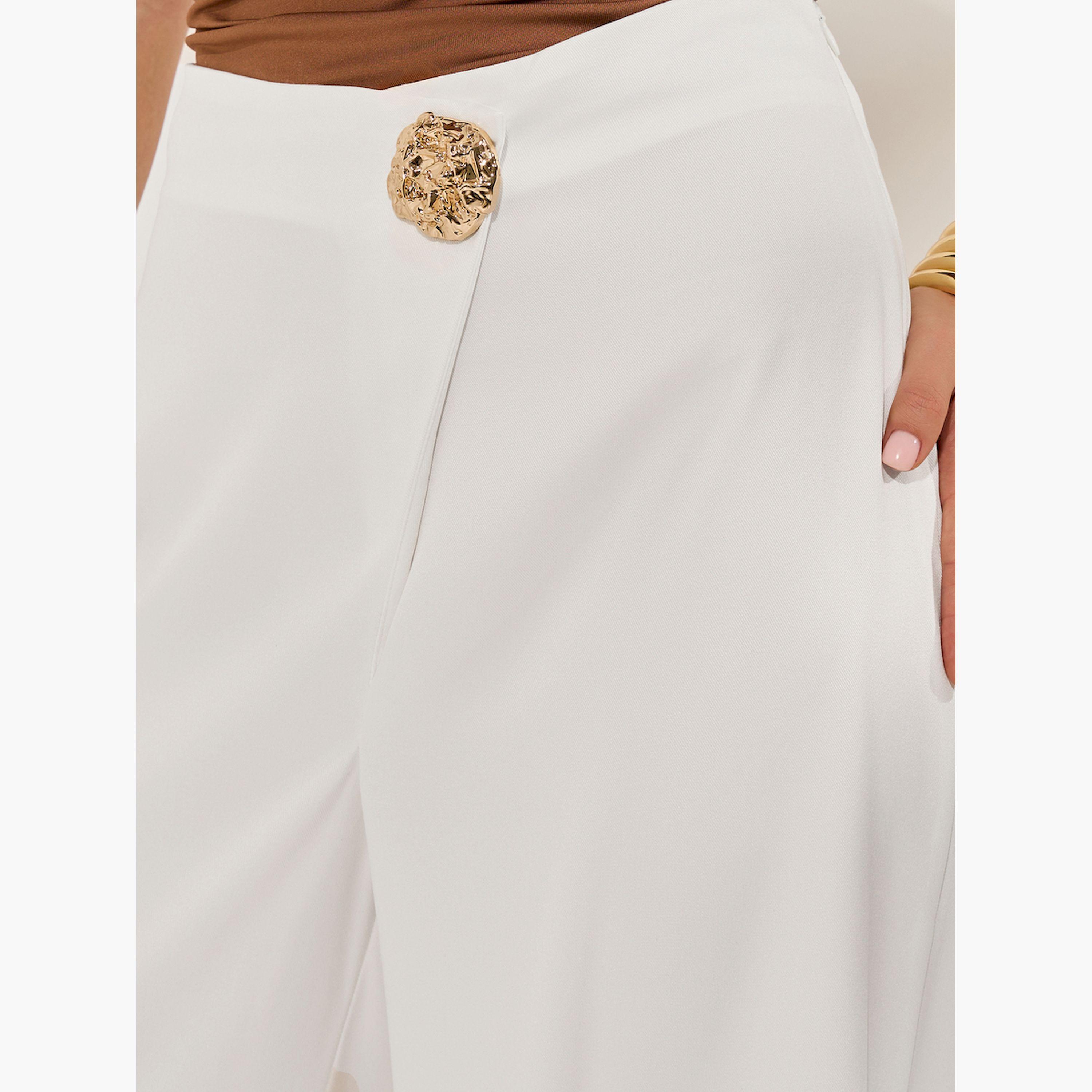 بنطال بأرجل مستقيمة وتفاصيل بارزة الملمس مع أزرار-women-clothing-bottoms-trousers-image-4