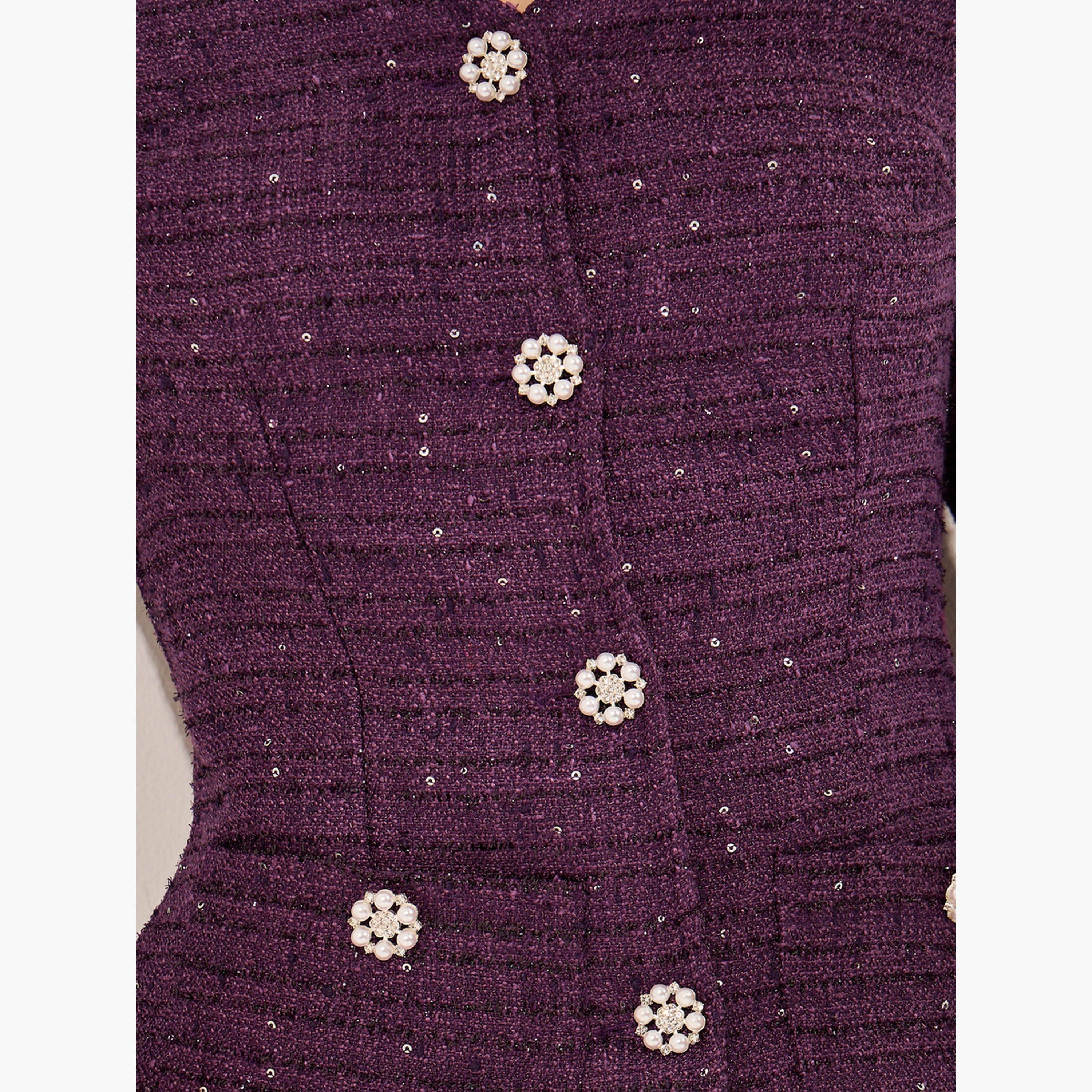 Styli Purple Embellished Tweed Midi Dress-women-clothing-dresses-image-5