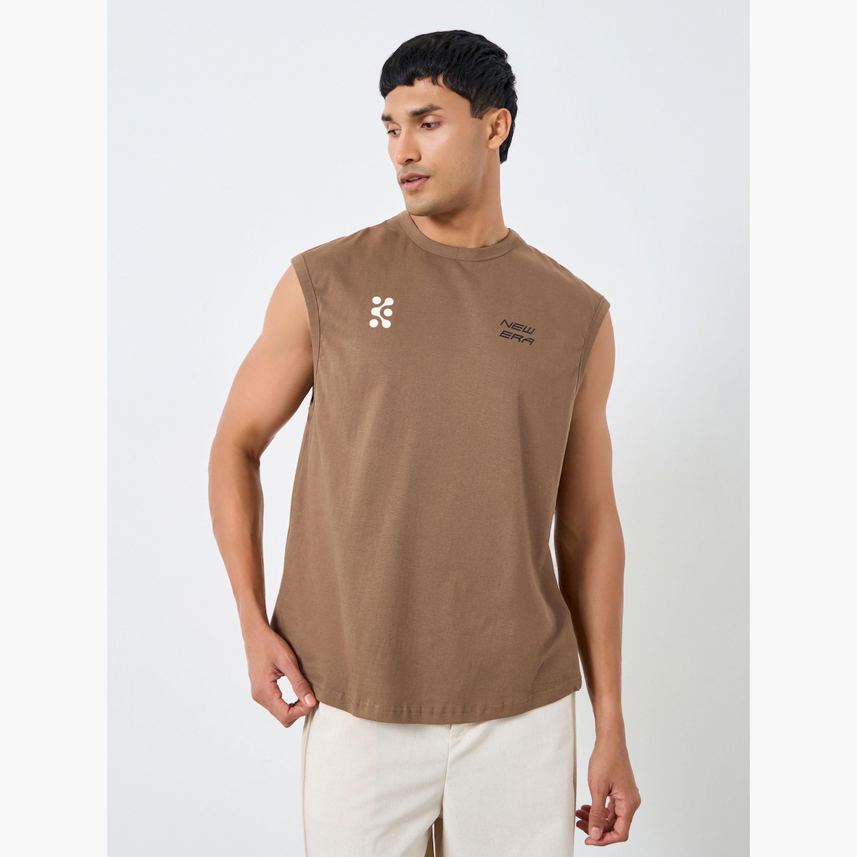 Styli Men Brown Back Print Oversized Tank-men-clothing-tshirtsandpolos-tshirts-image-1