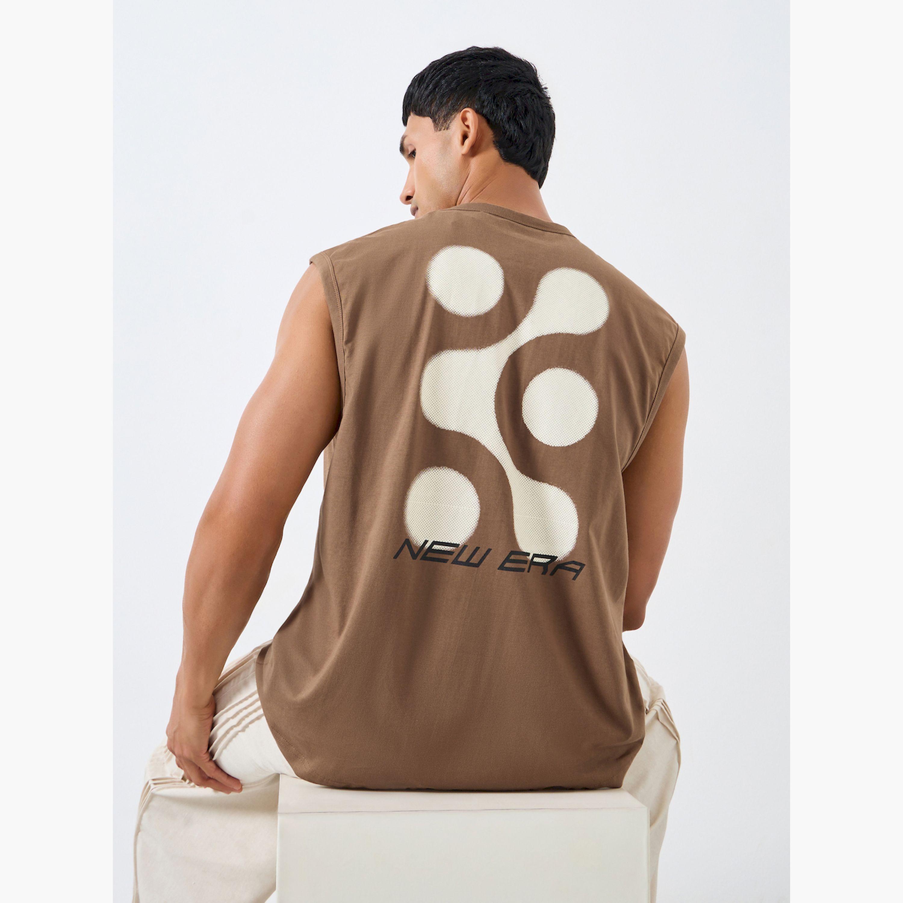 Styli Men Brown Back Print Oversized Tank-men-clothing-tshirtsandpolos-tshirts-image-3
