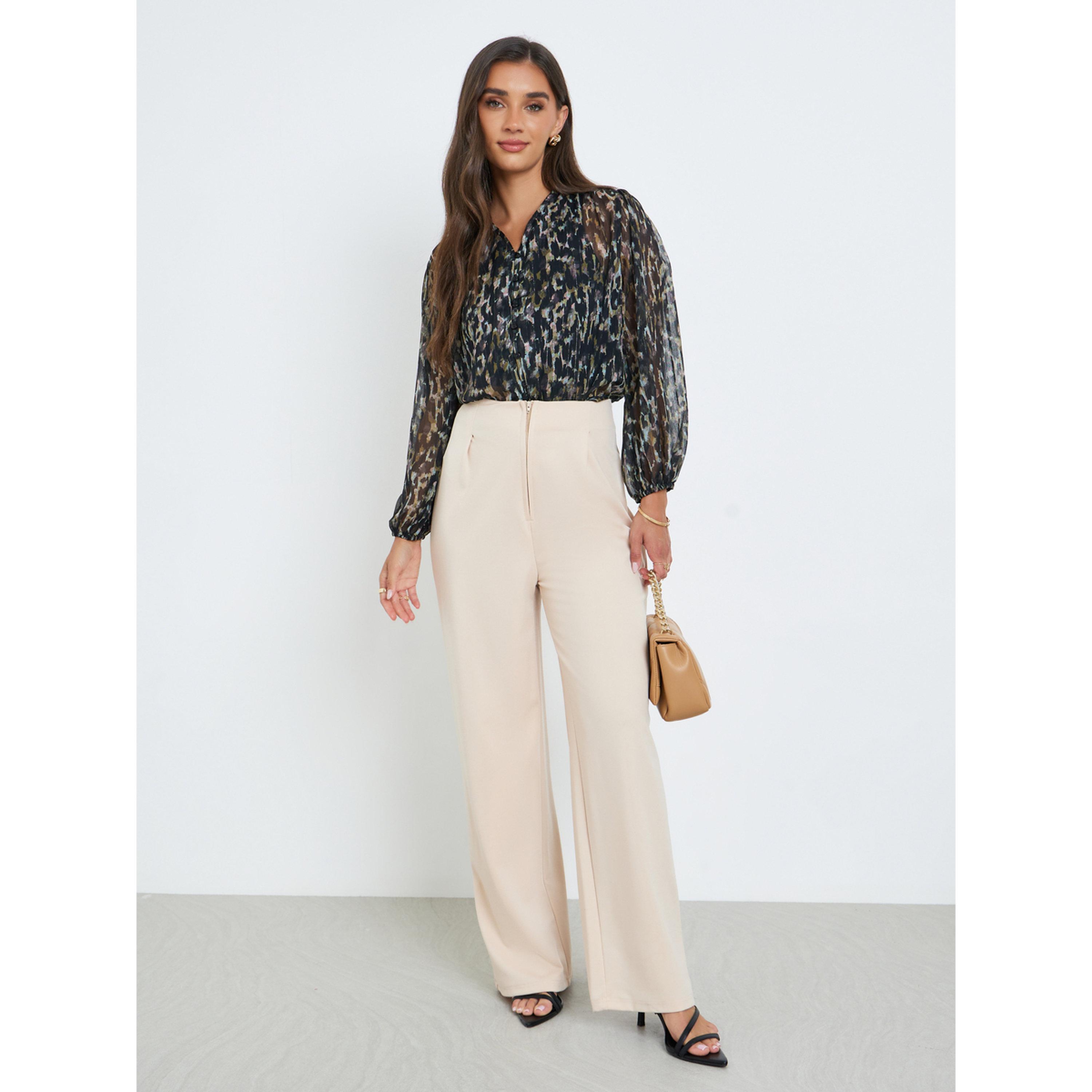 Styli Black Print Sheer Balloon Sleeves Blouse-women-clothing-shirtsandblouses-blouses-image-2