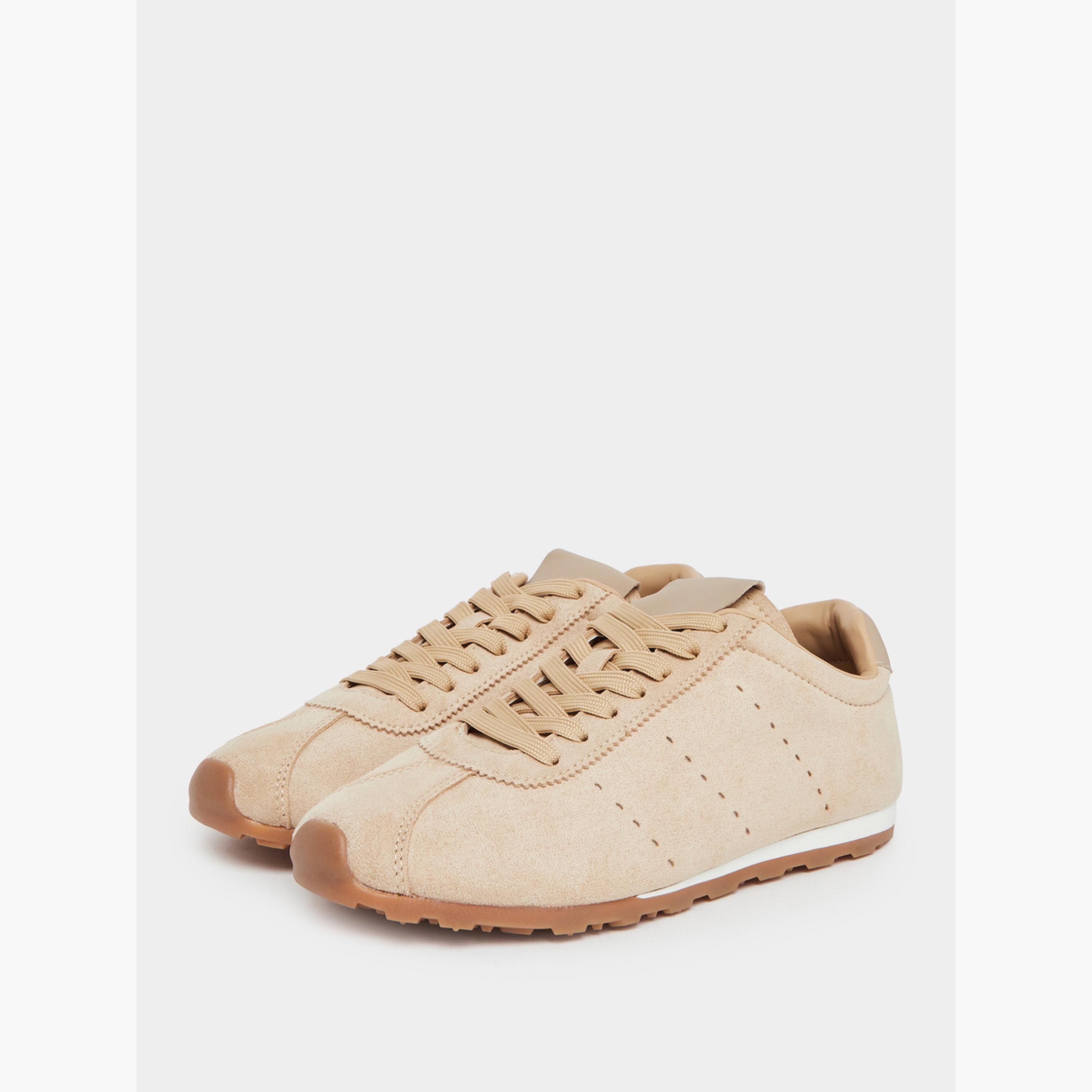 Styli Tan Suede-Look Lace-Up Sneakers-women-shoes-sneakers-image-1